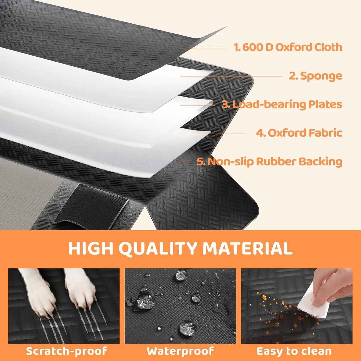 Dog Car Seat Cover Hammock  Hard Bottom, for SUV & Truck Back Seat