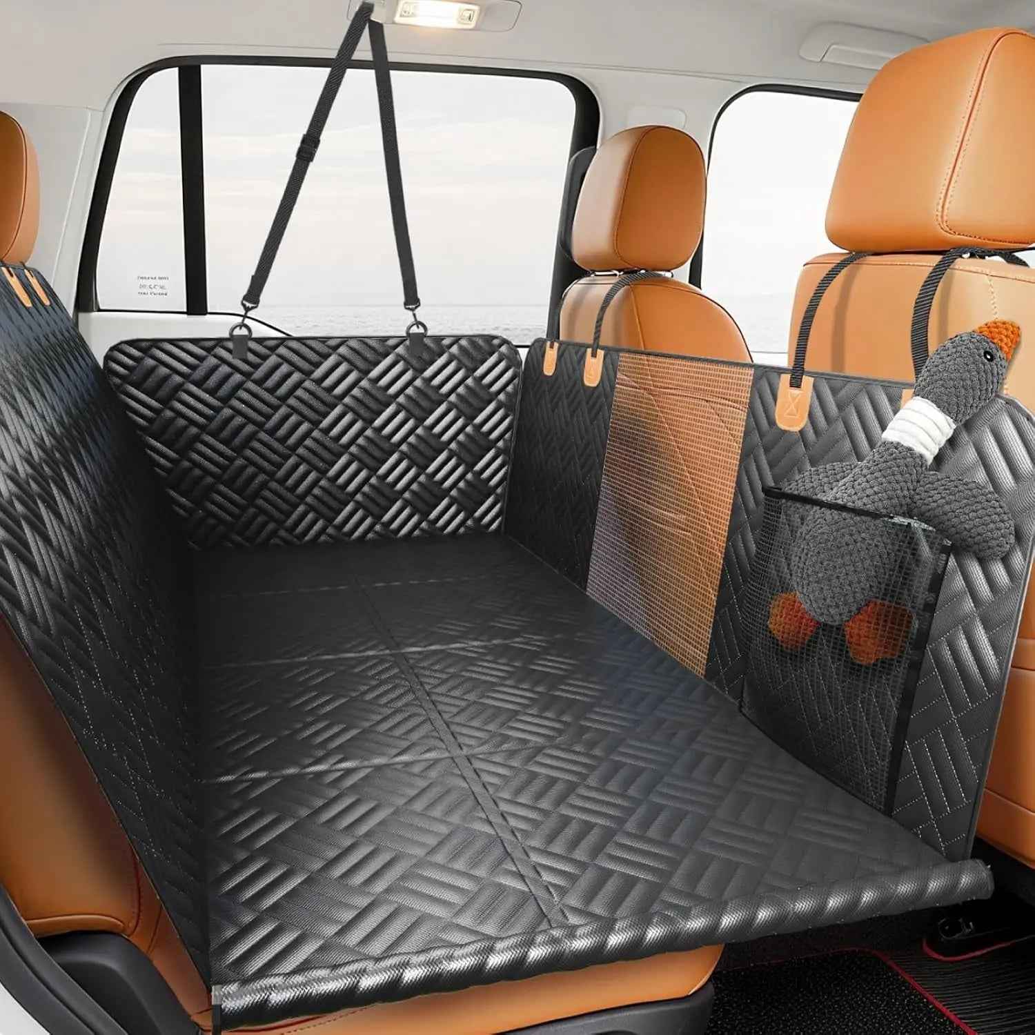 Dog Car Seat Cover Hammock  Hard Bottom, for SUV & Truck Back Seat