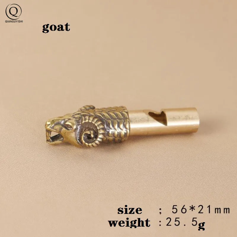Pure Brass Outdoor Skull Whistle Keyring Hanging Jewelry Copper Training High Pitch Whistles Pendants Gifts Key Chain Ring DIY
