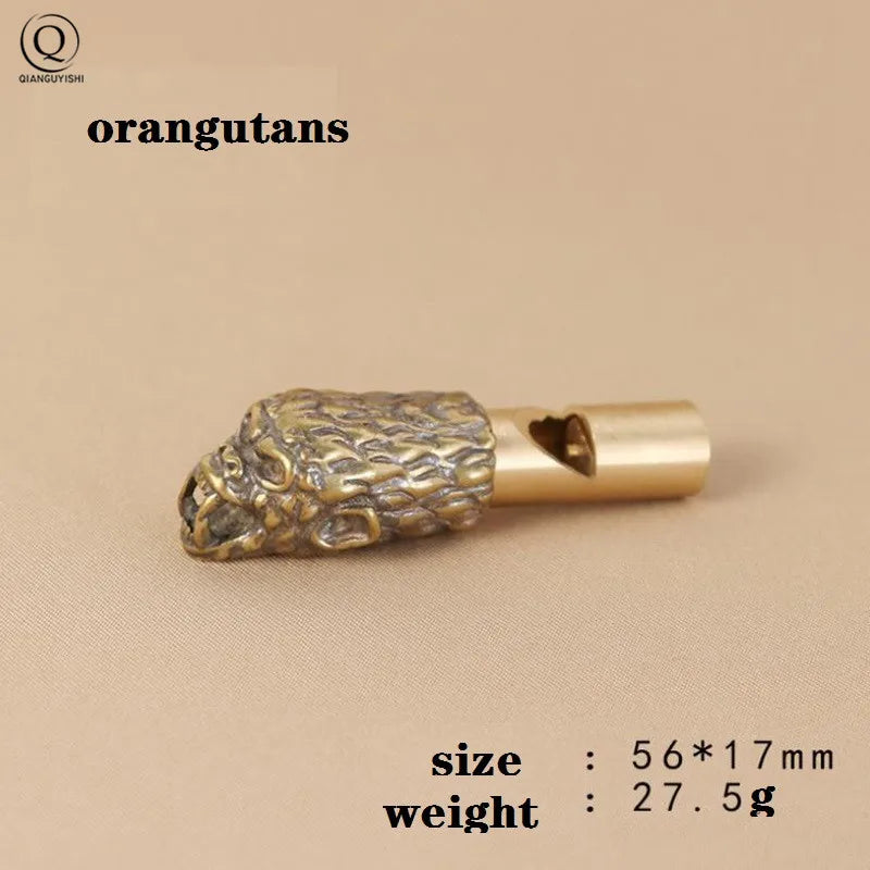 Pure Brass Outdoor Skull Whistle Keyring Hanging Jewelry Copper Training High Pitch Whistles Pendants Gifts Key Chain Ring DIY