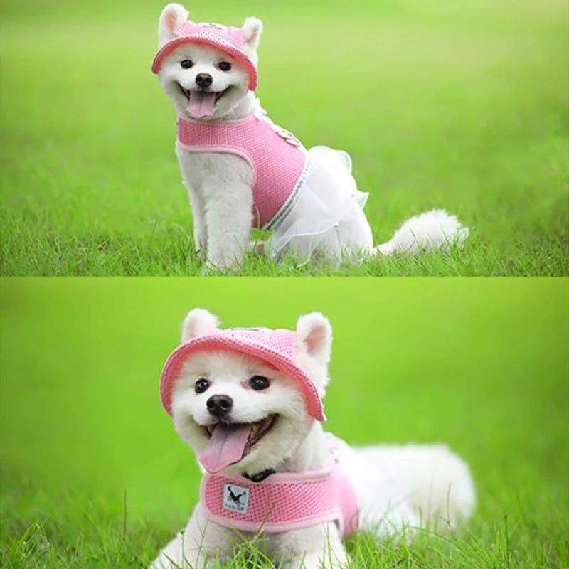Pet Dog Cat Cap Breathable Sunhat Cloth Mesh Canvas Hat For Small Medium Dogs Cats Caps Pet Products