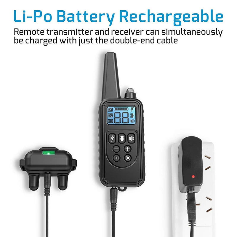 800m Electric Dog Training Collar Product Acessories with LCD Display Pet Remote Control Waterproof Rechargeable Collars