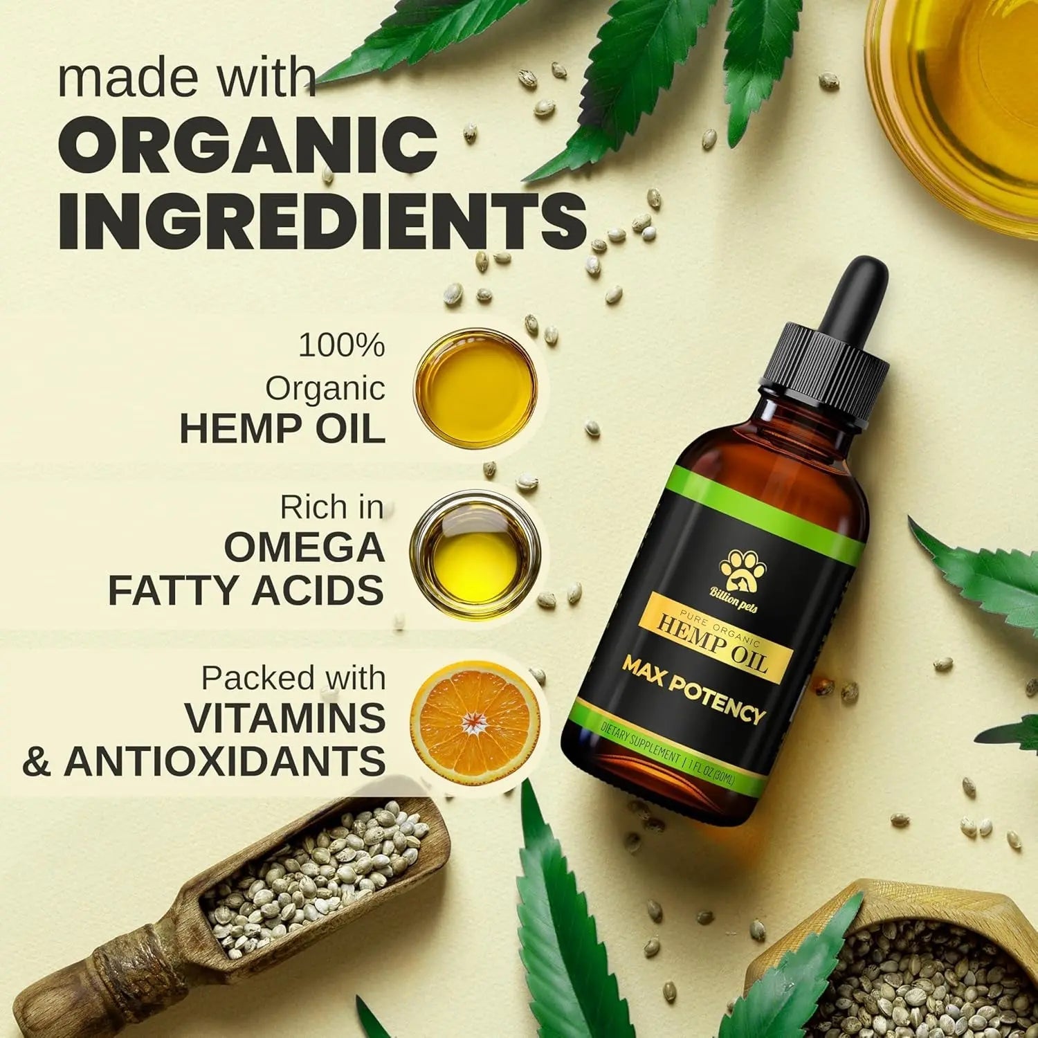 Hemp Oil Calming Drops for Dogs & Cats – Anxiety, Pain & Joint Support