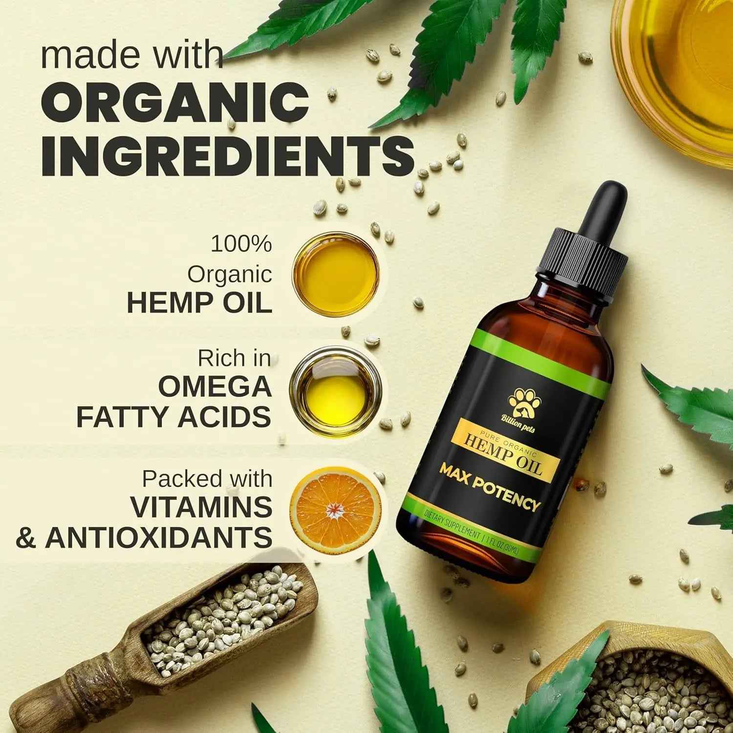 Hemp Oil Calming Drops for Dogs & Cats