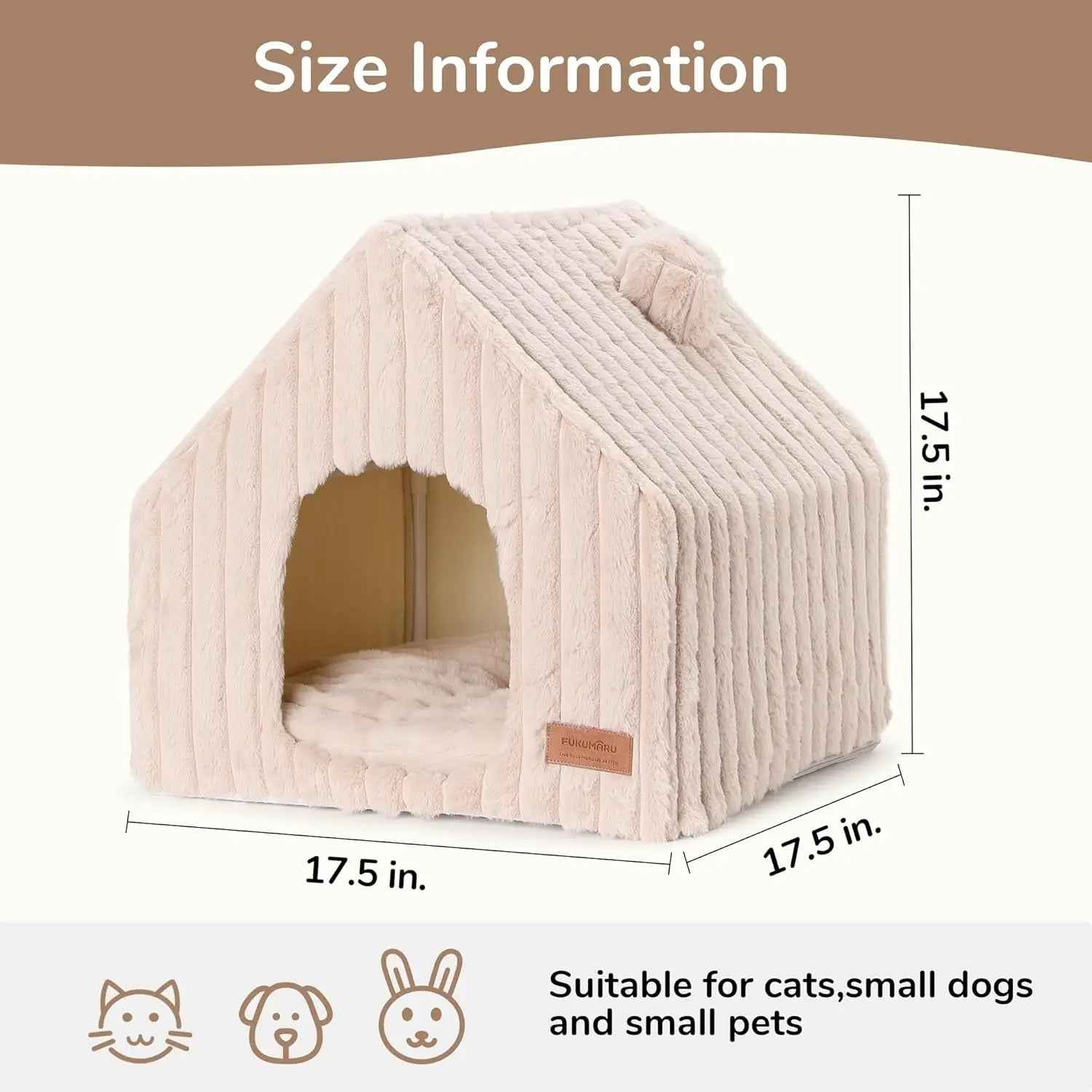 Washable Indoor Cat & Dog Cave Bed with Removable Pillow