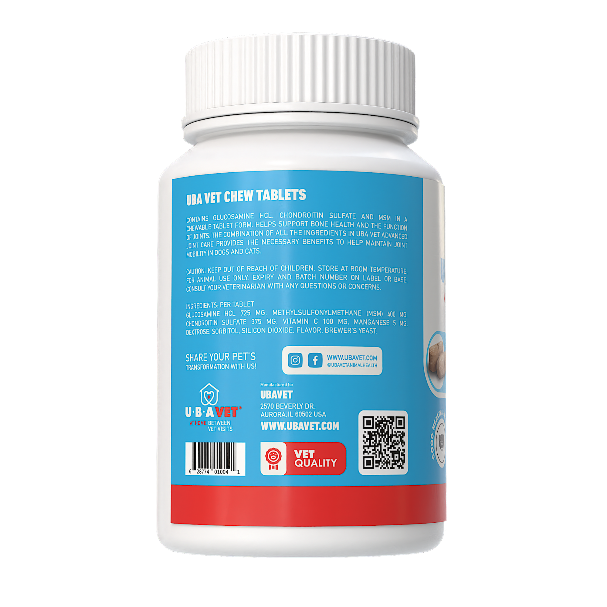 UBAVET Joint Support Advanced Joint Care Chew Tablets for Dogs & Cats