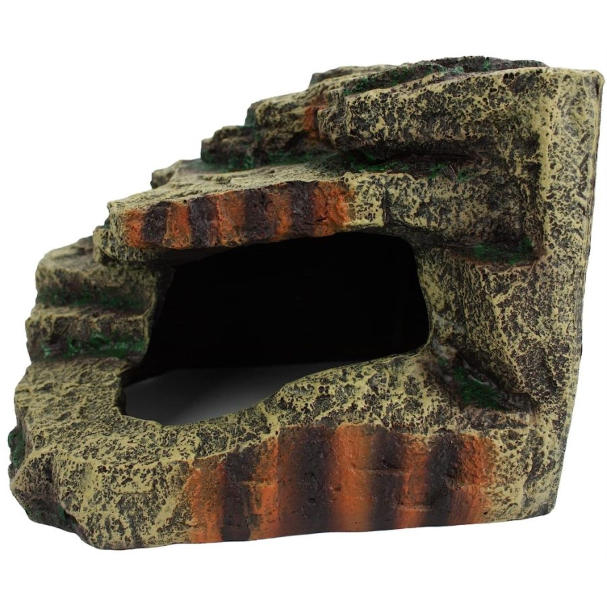 Komodo Reptile Terrarium Resin Turtle Hideaway Corner Hut | Easy To Clean Under Water Aquarium Or Dry Habitat Decoration Accessory & Reptile Hide | Medium