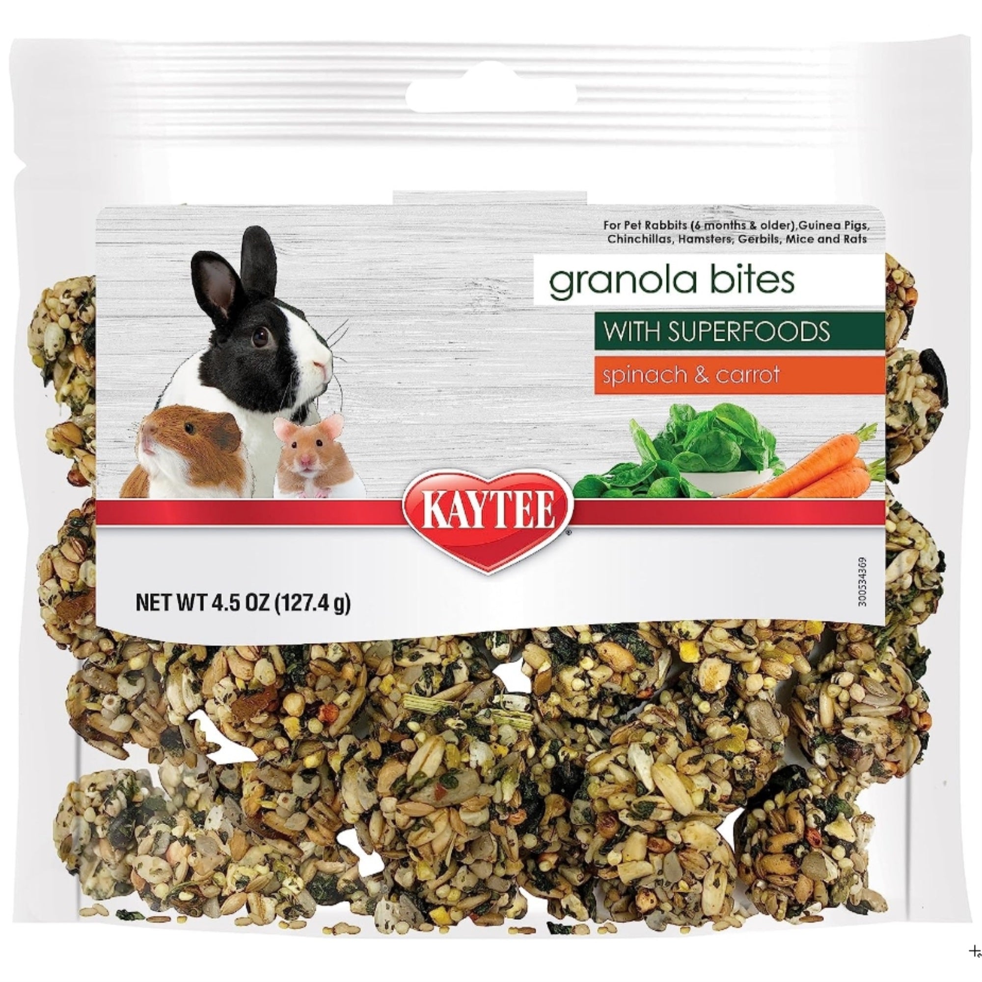 Kaytee Granola Bites with Super Foods Spinach and Carrot