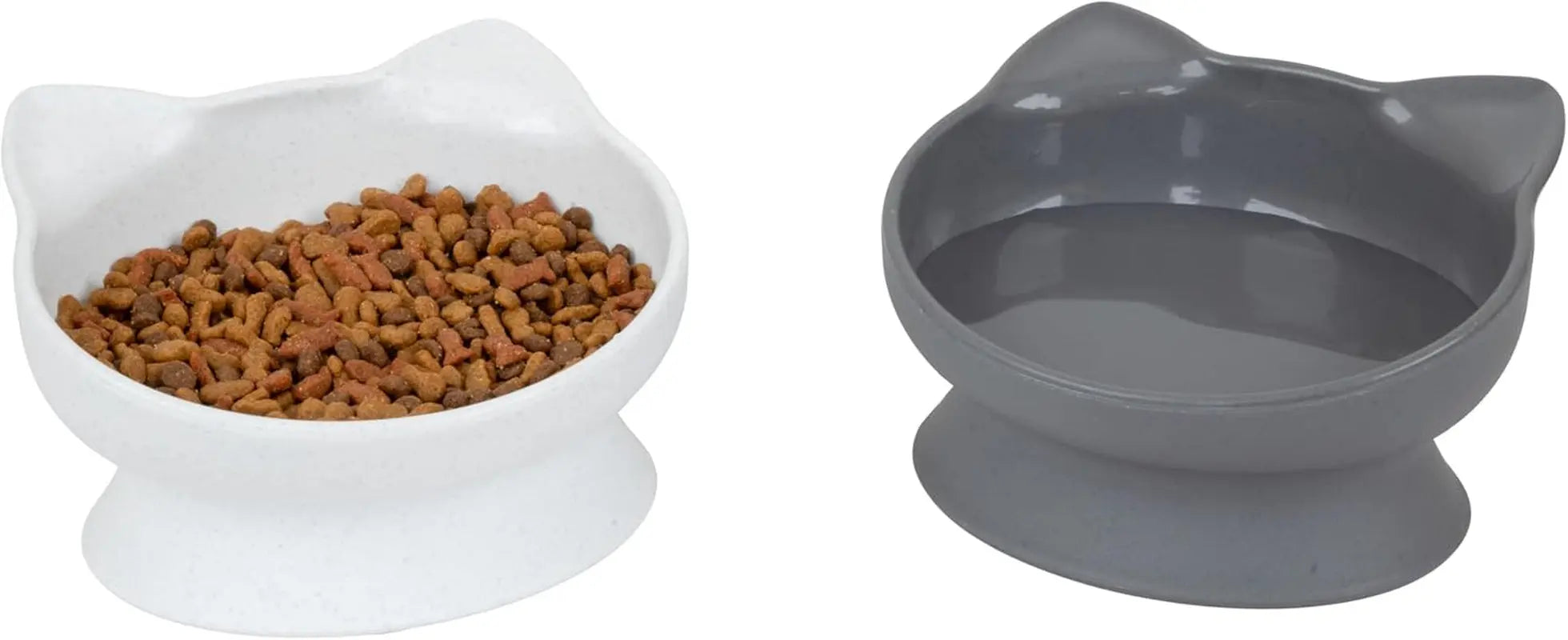 Kitty City Elevated Cat Bowls Set of 2 Whisker Friendly Raised 6.5oz Modern