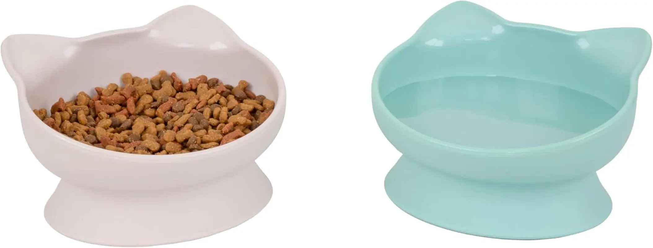 Kitty City Elevated Cat Bowls Set of 2 Whisker Friendly Raised 6.5oz