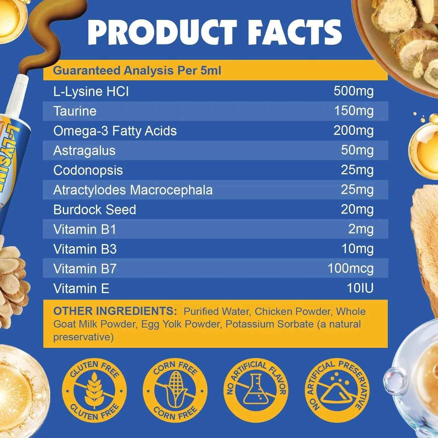 L-Lysine Paste for Cats with Taurine & Omega 3, 60ml