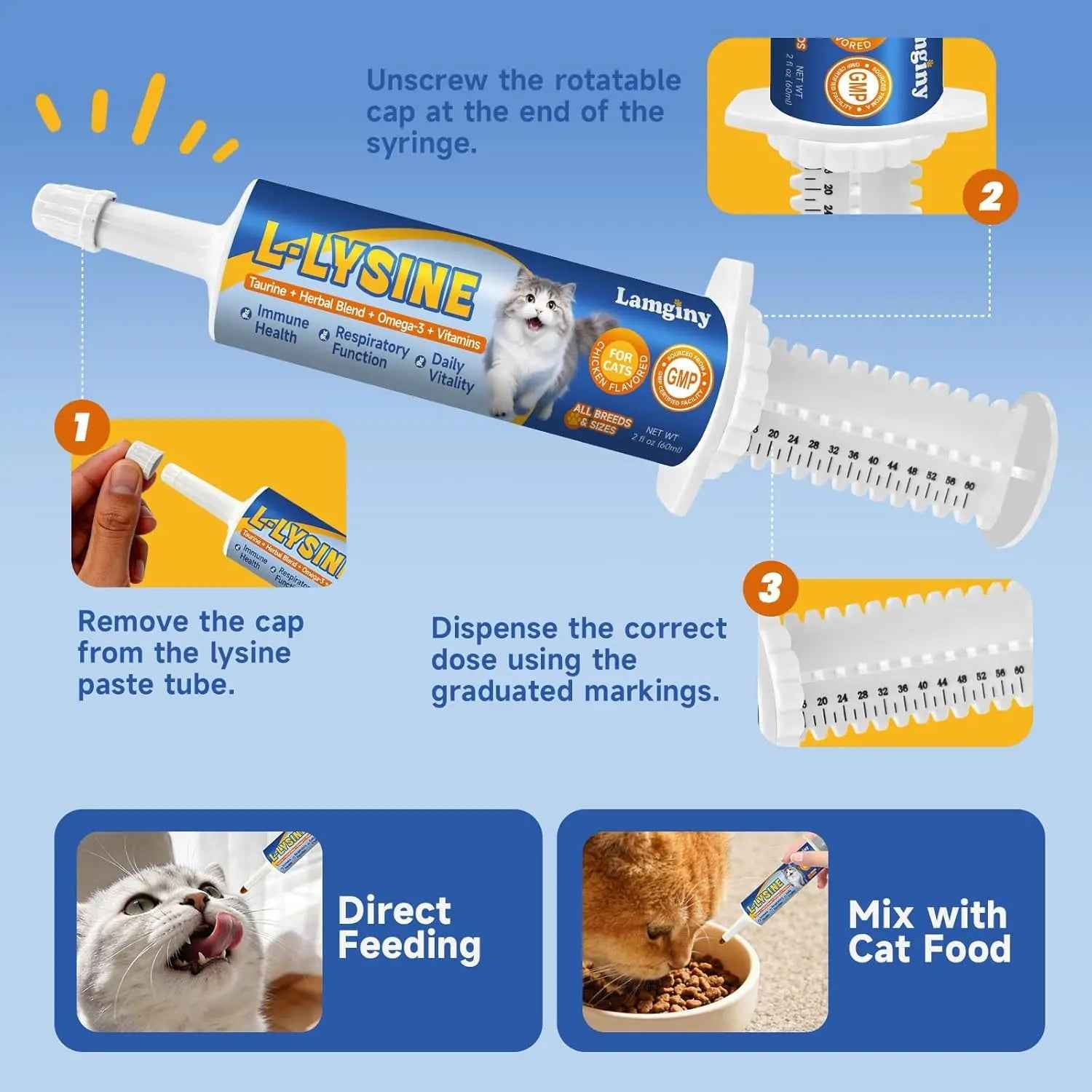 L-Lysine Paste for Cats with Taurine & Omega 3, 60ml