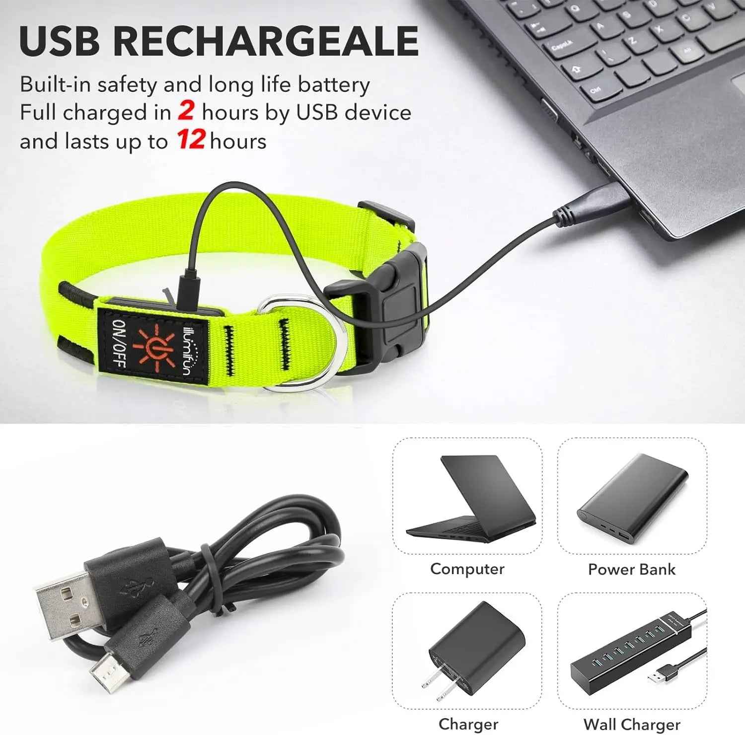 LED Dog Collar – Rechargeable Light-Up Collar for Night