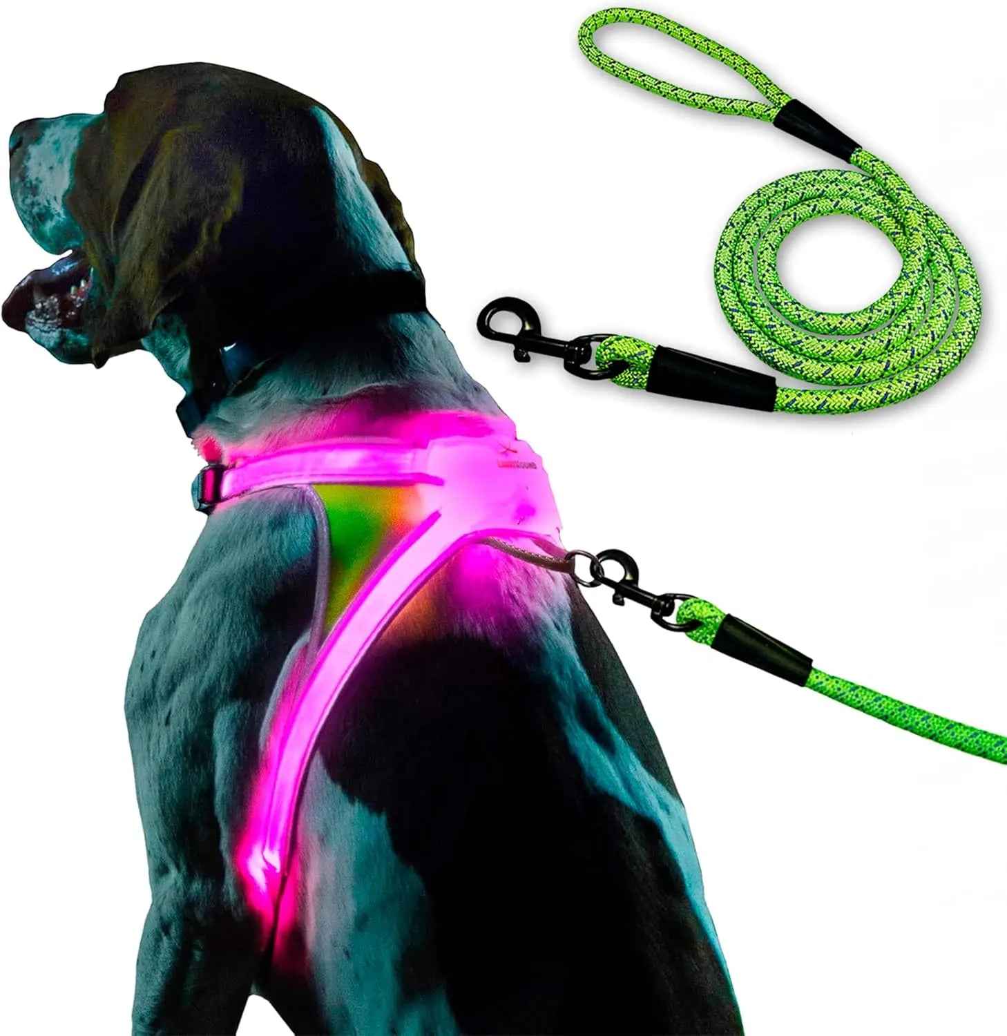 LED Light-Up Dog Harness USB Rechargeable Reflective Vest