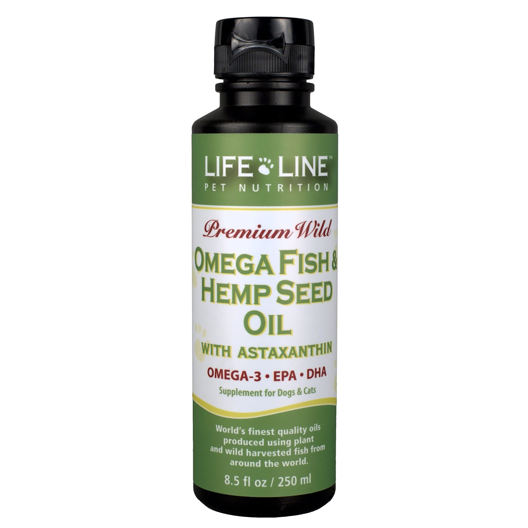 Life Line Pet Nutrition Omega Fish & Hemp Seed Oil - Omega 3 Supplement for Improved Skin, Coat and Joint Health, 8.5 Fl Oz