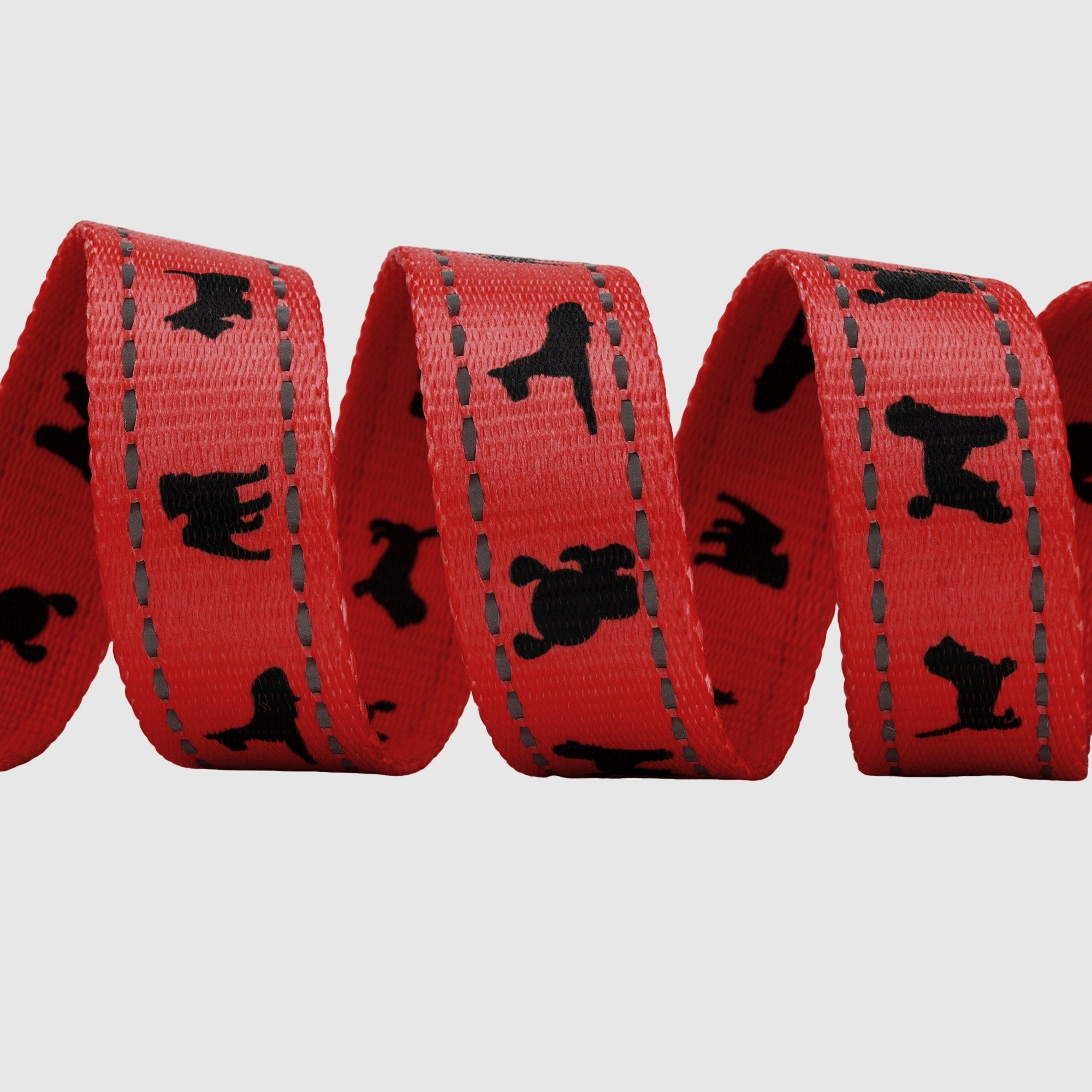EcoBark Cherry Red Dog Leash- Padded Comfort Grip Leash with Dog Pattern - 4 ft, 5 ft, and 6 ft Leash for Small and Medium Dogs