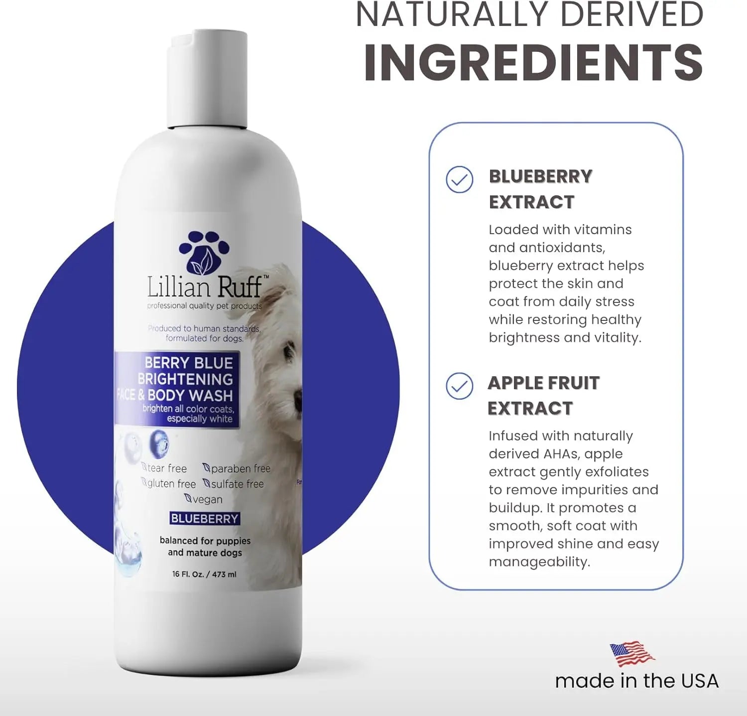 Lillian Ruff Professional Berry Blue Brightening Dog Shampoo & Conditioner Set