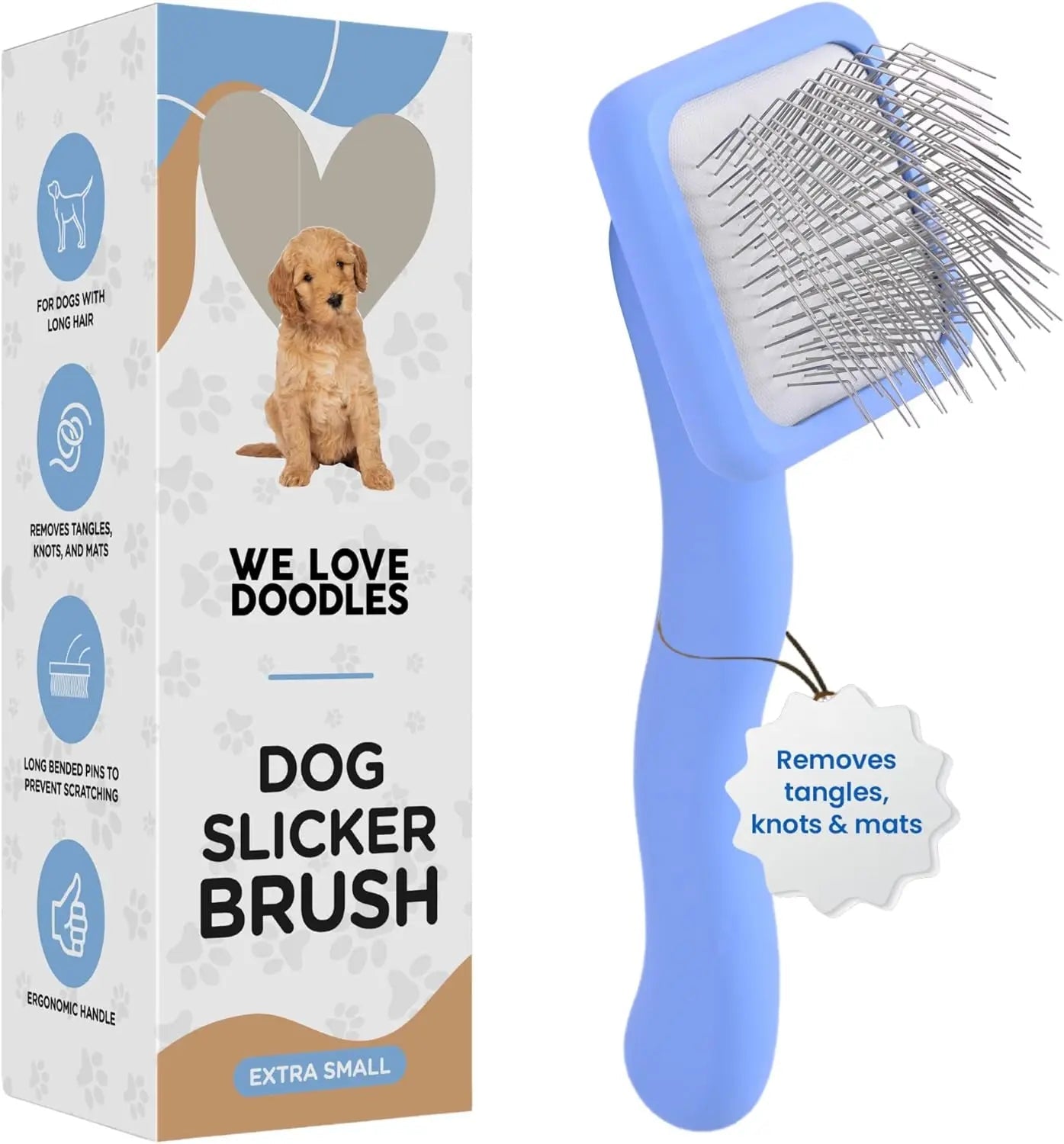Long-Pin Slicker Brush for Dogs – Dematting & Grooming for Long Coats