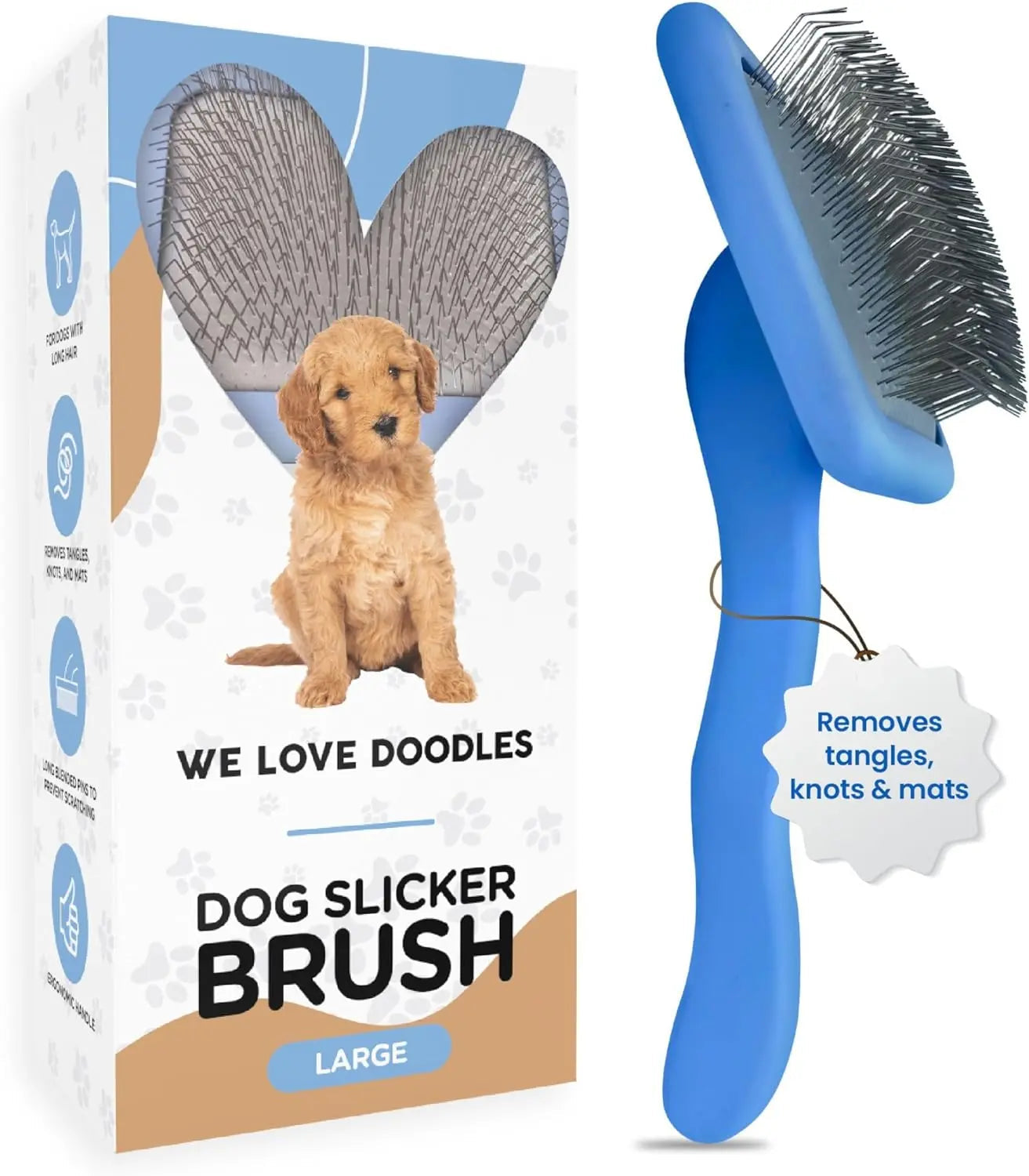 Long-Pin Slicker Brush for Dogs – Dematting & Grooming for Long Coats