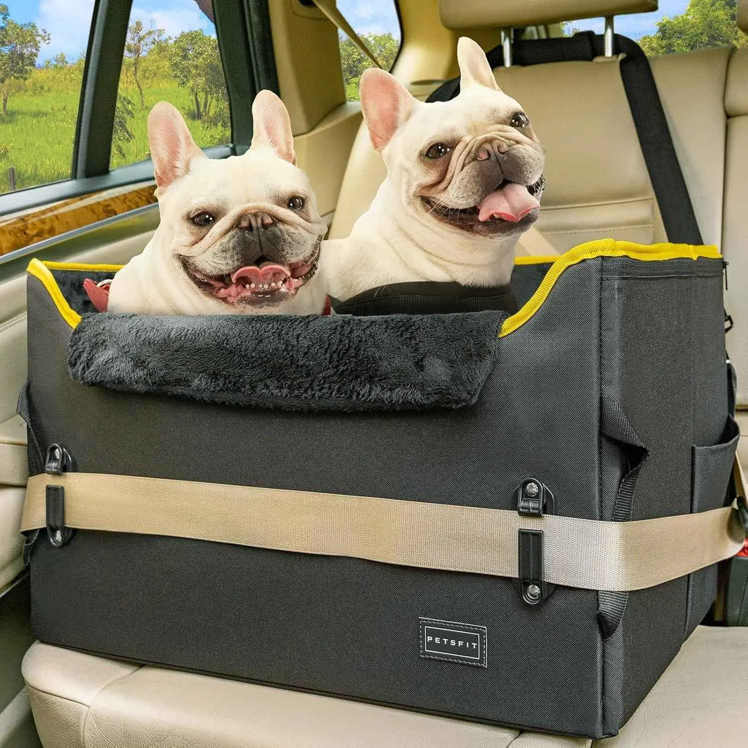 Luxury Dog Car Seat Booster, Waterproof PU Leather