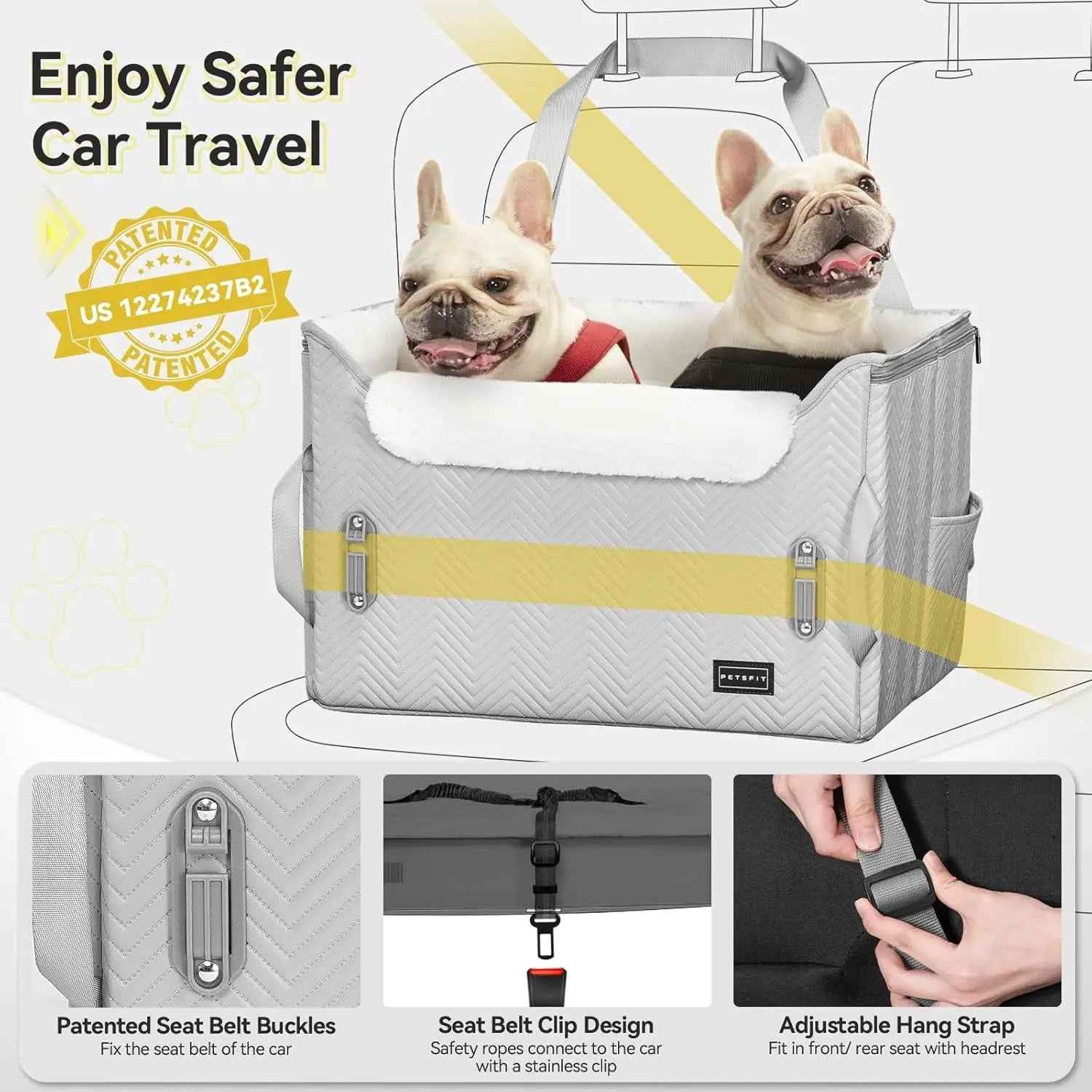 Luxury Dog Car Seat Booster, Waterproof PU Leather