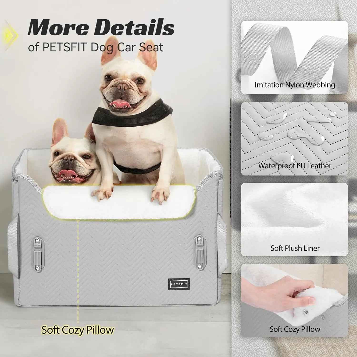 Luxury Dog Car Seat Booster, Waterproof PU Leather