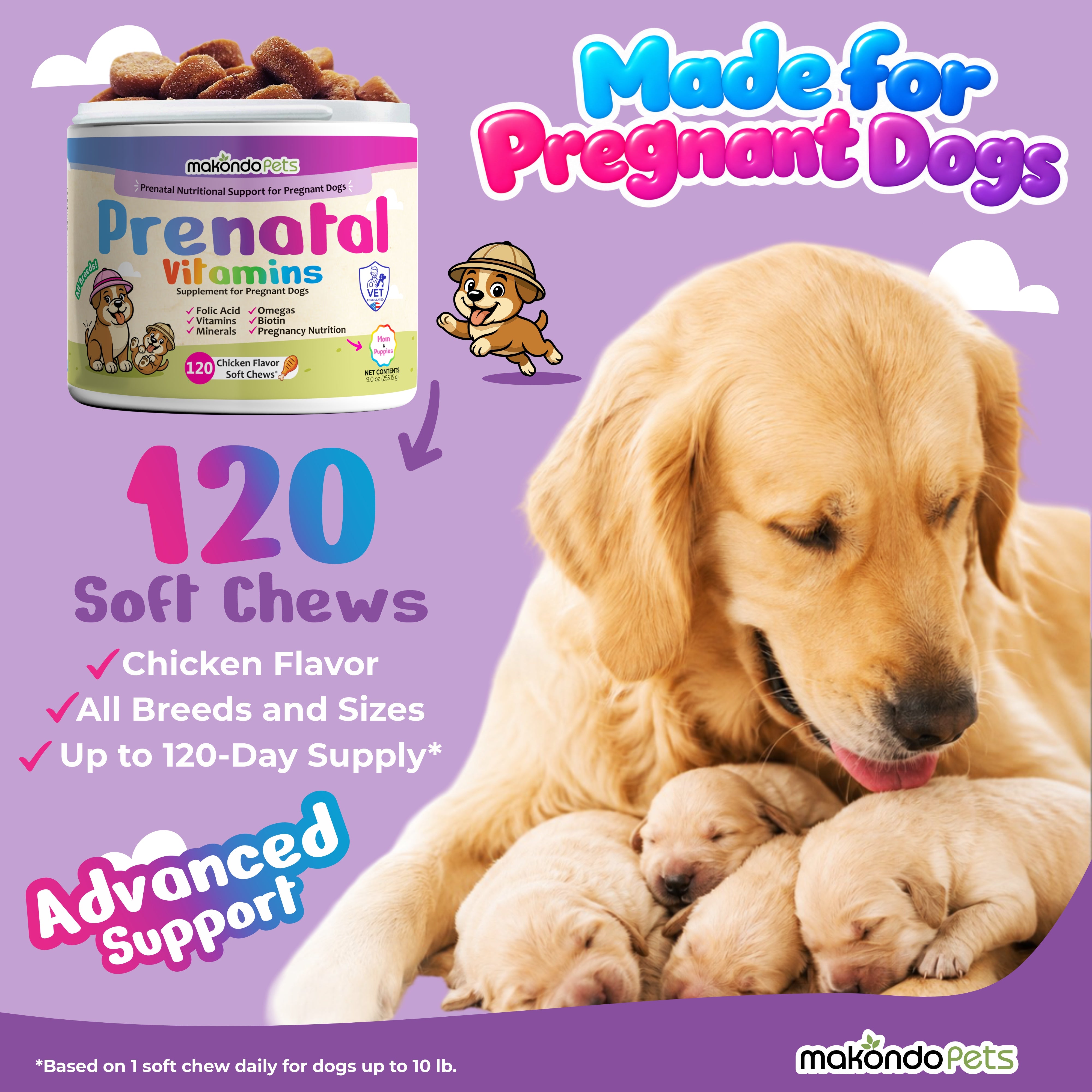 Dog Prenatal Vitamins | All Breeds | 120 Soft Chews