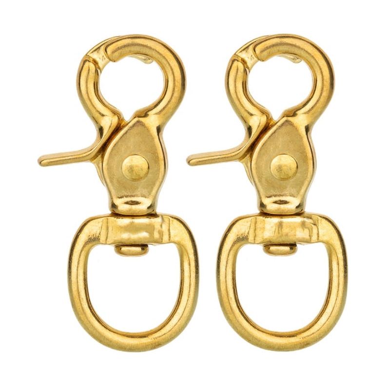 Horse Tack Brass-Plated Trigger Snap Square Eye 2-1/2" Loop Eye