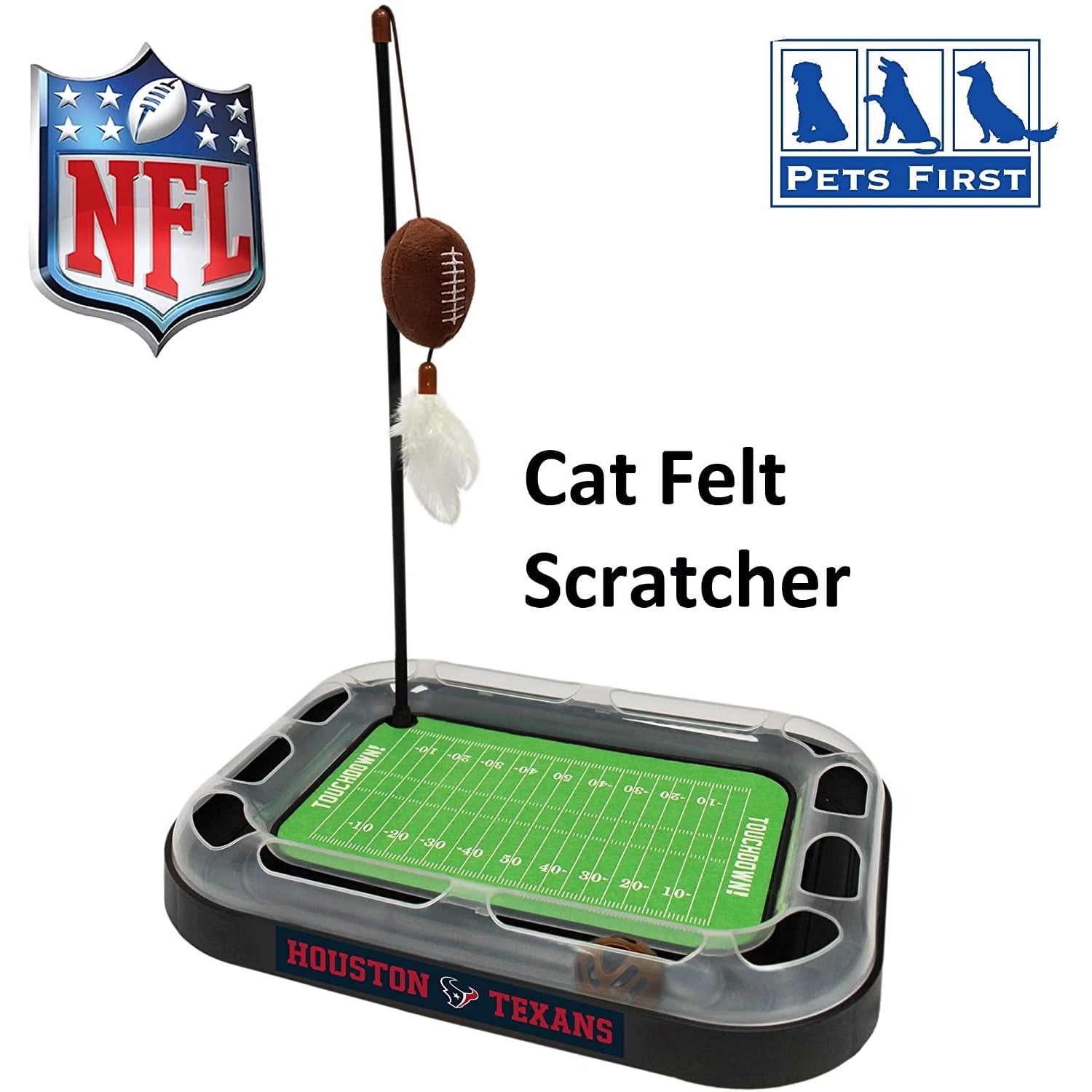 Nfl Houston Texans Cat Scratcher Toy With Catnip Plush & Feather Cat And Kitty Toy