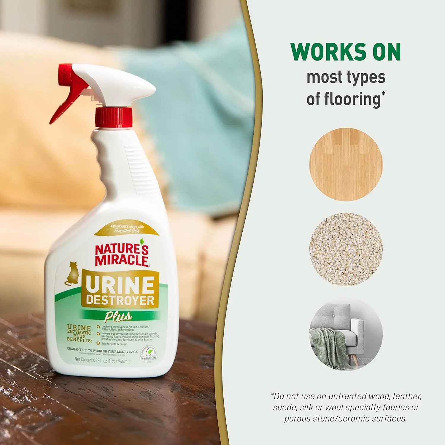 Nature’s Miracle Urine Destroyer plus Cat, 32 Ounces, Ready-To-Use