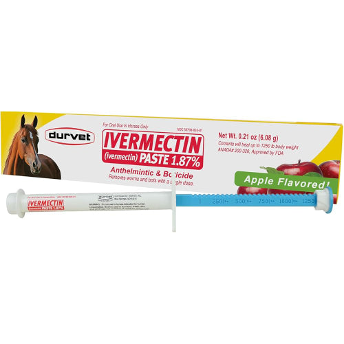 Durvet Ivermectin Horse Wormer Apple Flavor Broad Spectrum Equine Dewormer 4PCK