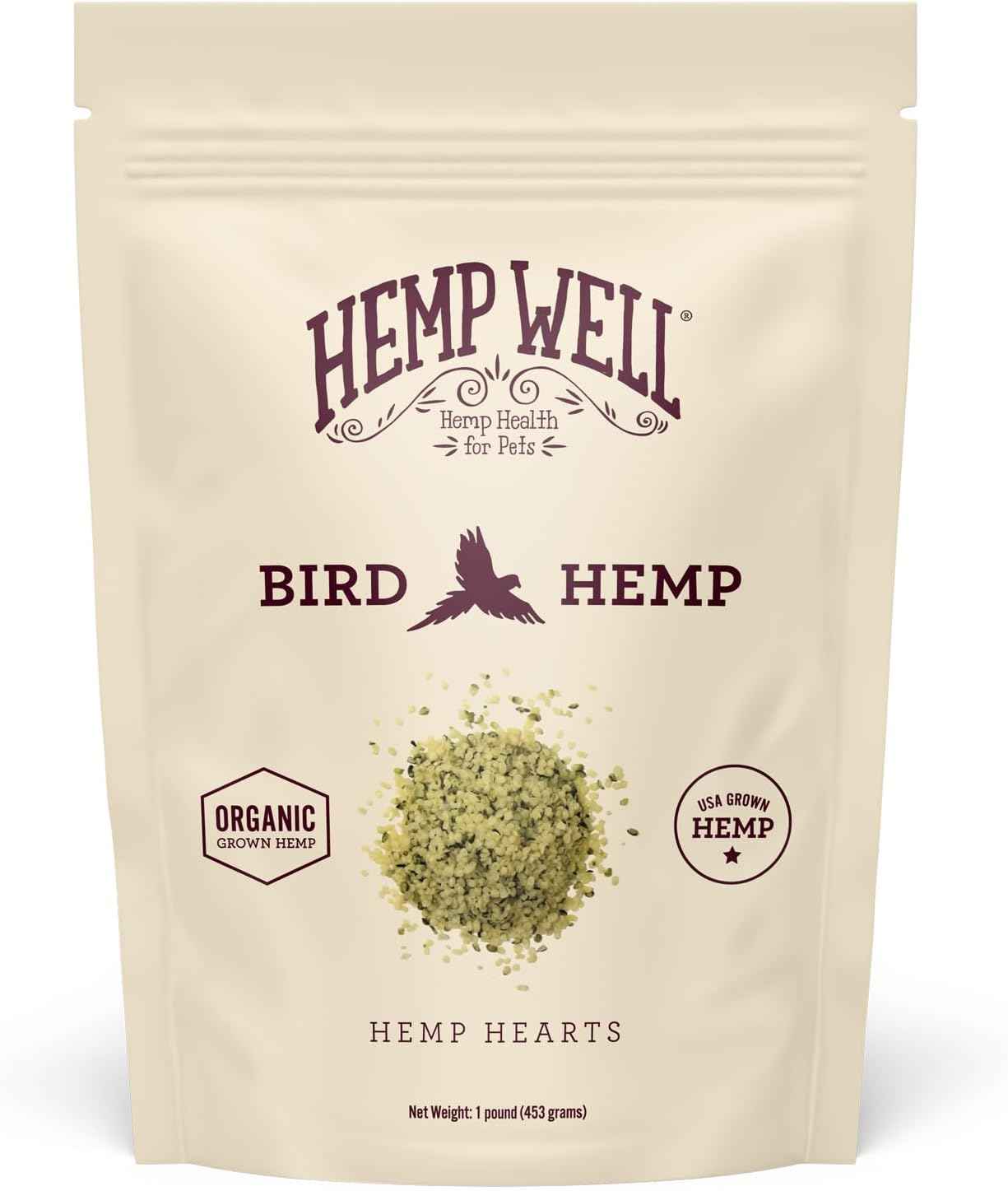 Organic Hemp Hearts for Birds, 8oz Feather Support