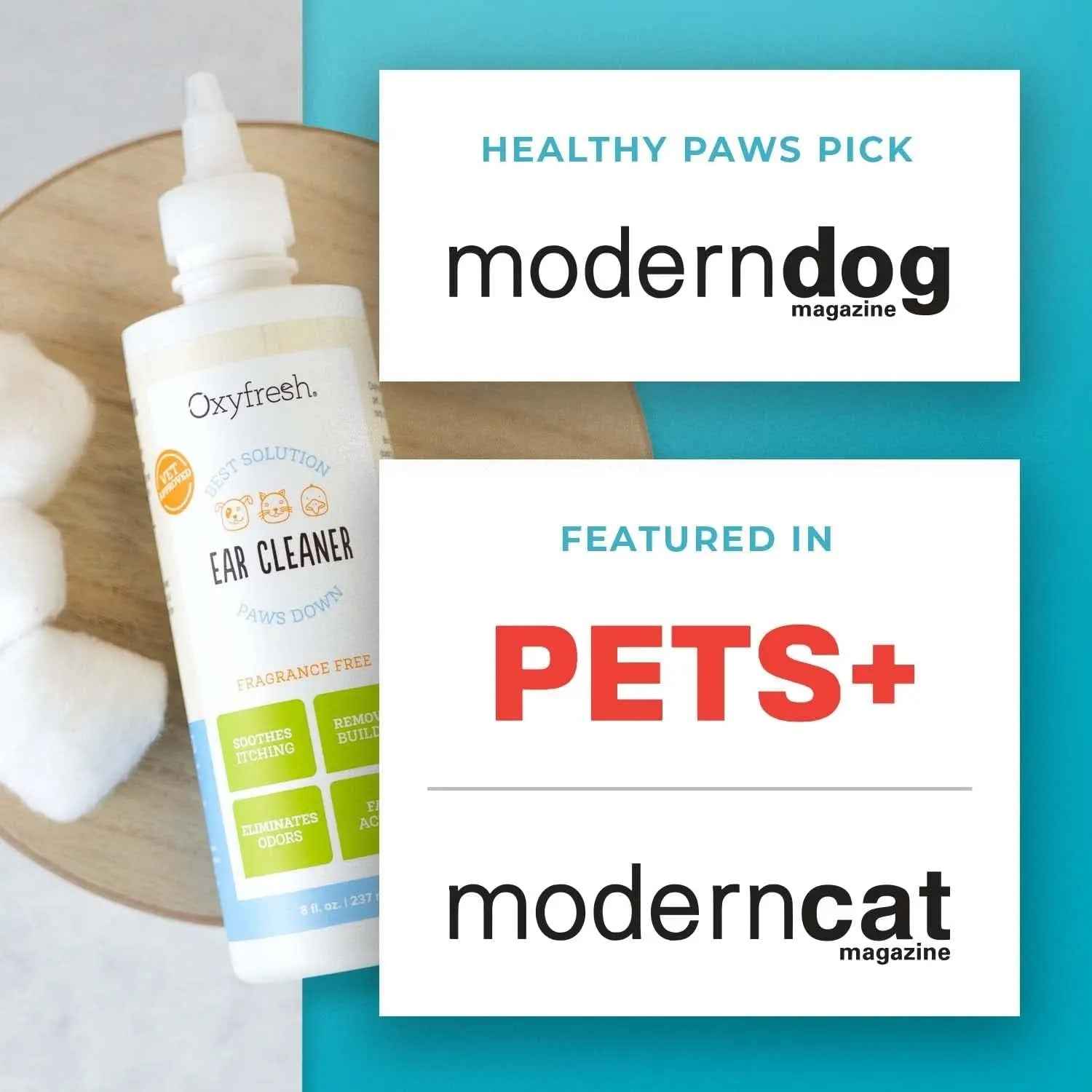 Oxyfresh Advanced Pet Ear Cleaner for Dogs & Cats – Sting-Free, 8 oz