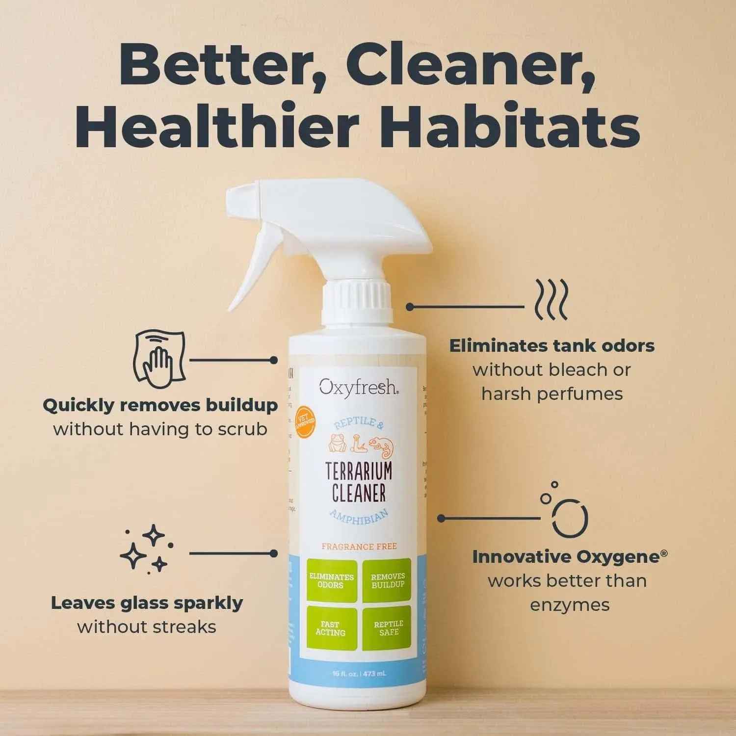 Oxyfresh Reptile Terrarium Cleaner Odor Eliminator Bleach Free