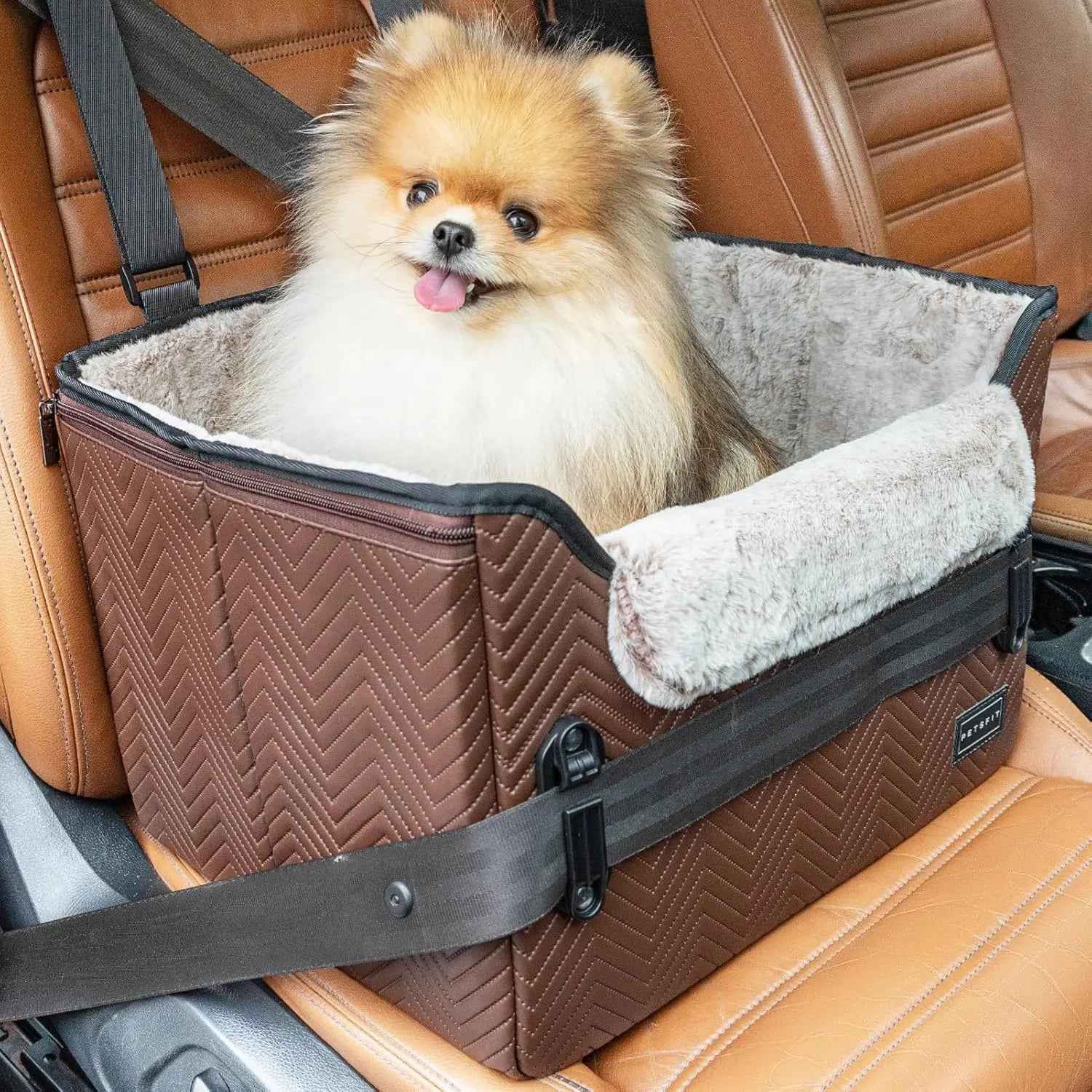 PETSFIT Foldable Dog Car Seat Booster with Safety Buckles
