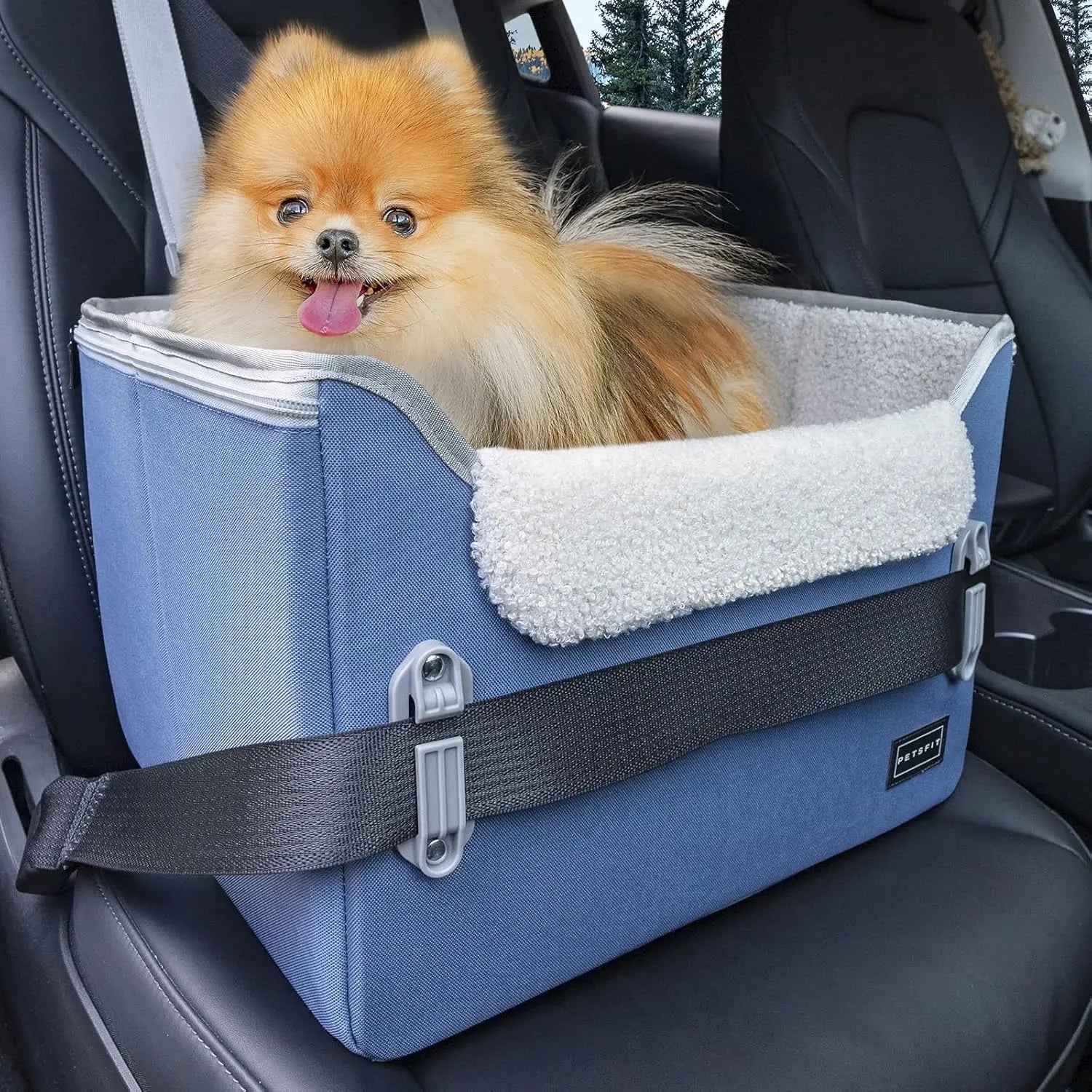 PETSFIT Foldable Dog Car Seat Booster with Safety Buckles