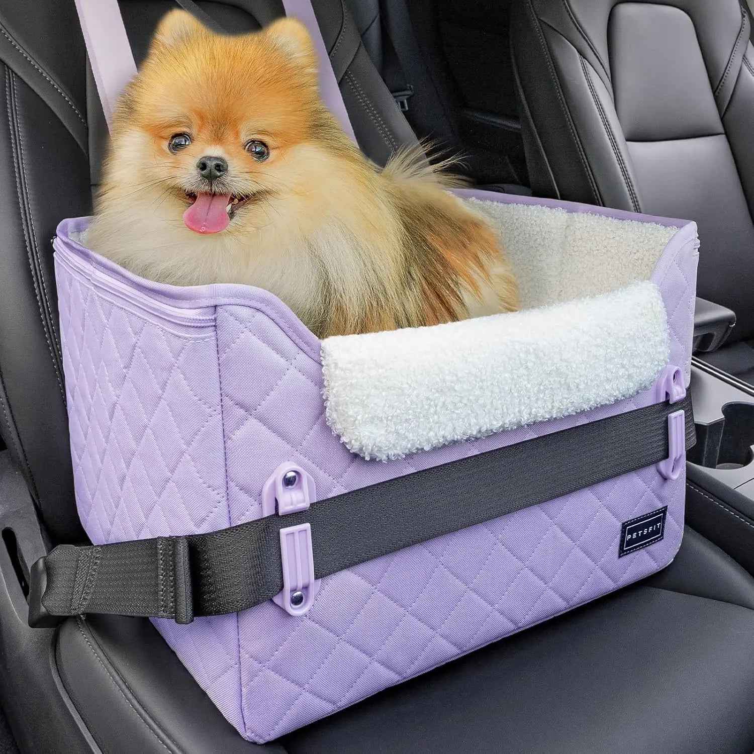 PETSFIT Foldable Dog Car Seat Booster with Safety Buckles