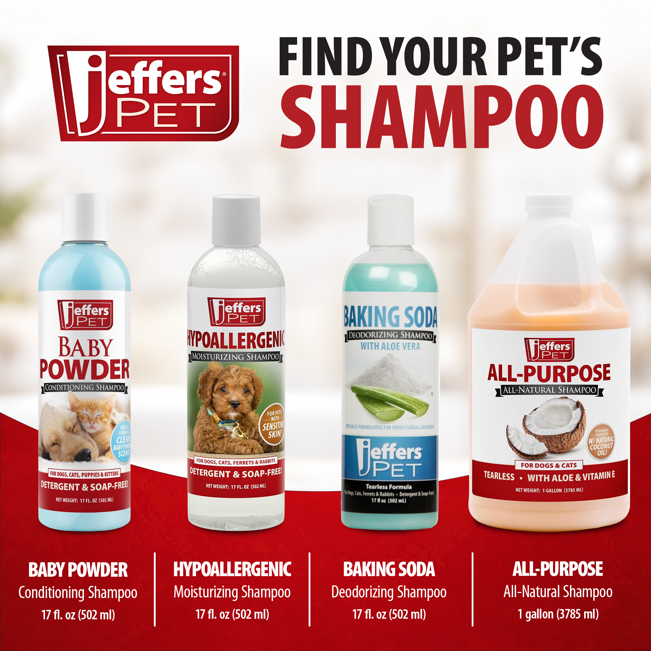Jeffers Hypoallergenic Moisturizing Pet Shampoo for Sensitive Skin