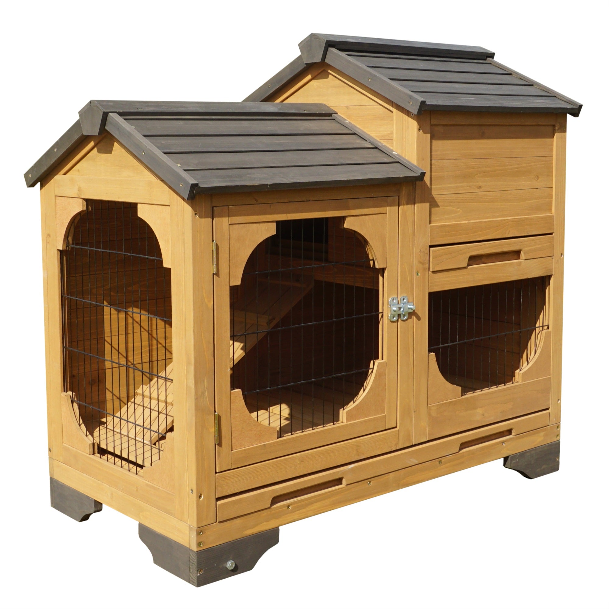 zoovilla Indoor and Outdoor Bunny Hutch with Removable Tray and Wheels