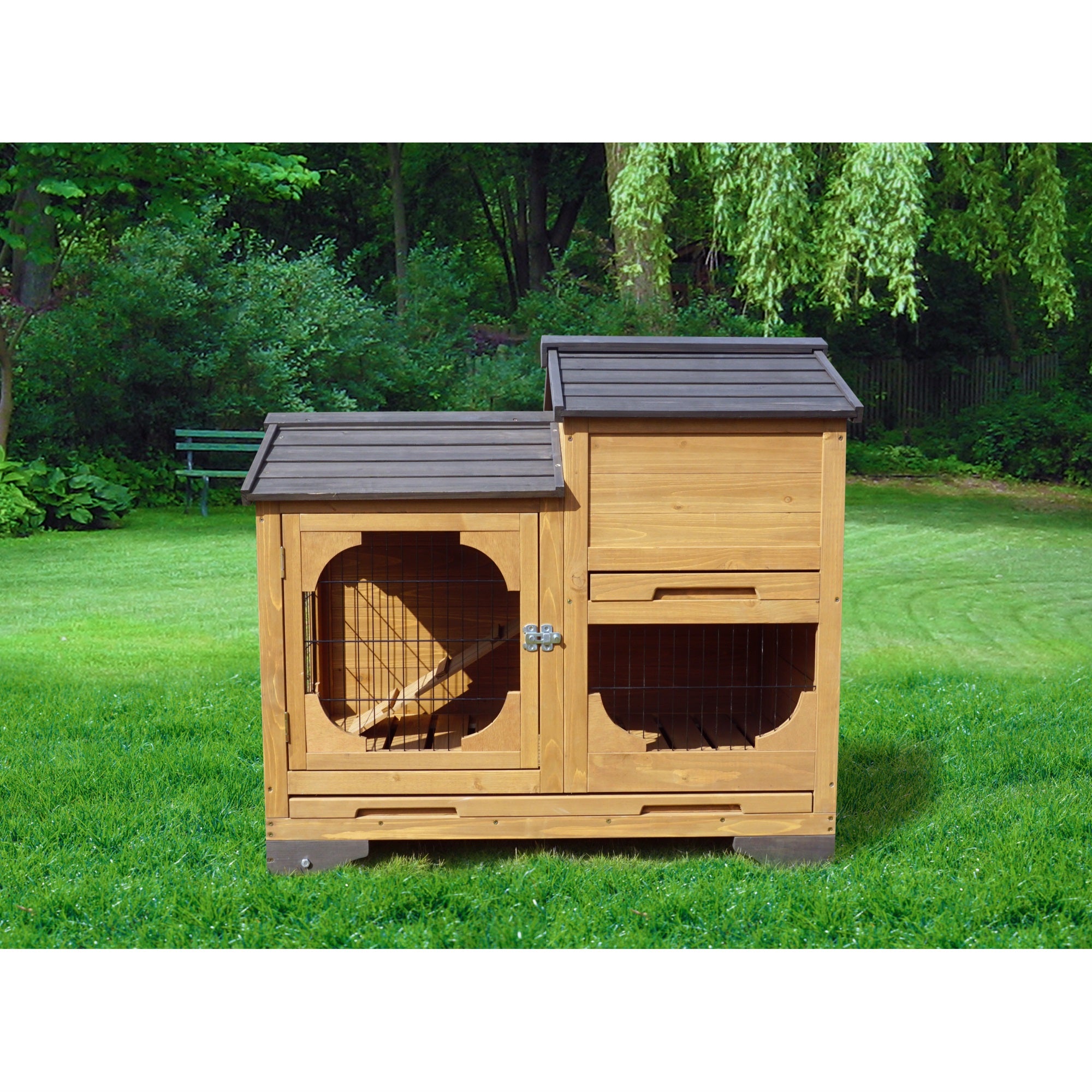 zoovilla Indoor and Outdoor Bunny Hutch with Removable Tray and Wheels