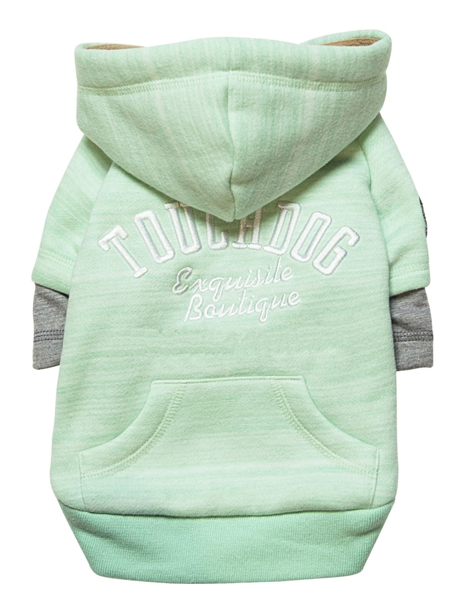 Touchdog 'Hampton Beach' Designer Fashion Ultra-Plush Sand Blasted Pet Dog Hooded Sweater Hoodie, Large, Green