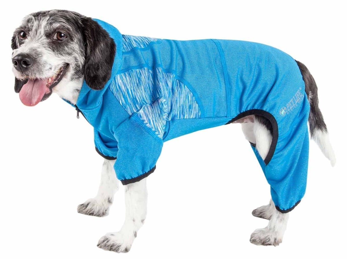 Active Pawsterity Heathered Performance 4-Way Stretch Two-Toned Full Bodied Hoodie - Blue, Medium