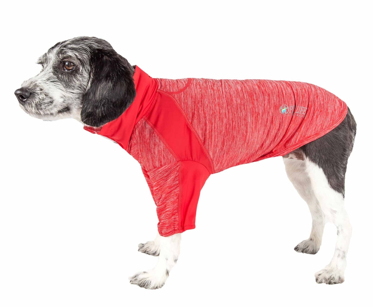 Active Chewitt Wagassy 4-Way Stretch Performance Long Sleeve Dog T-Shirt&#44; Red - Extra Large
