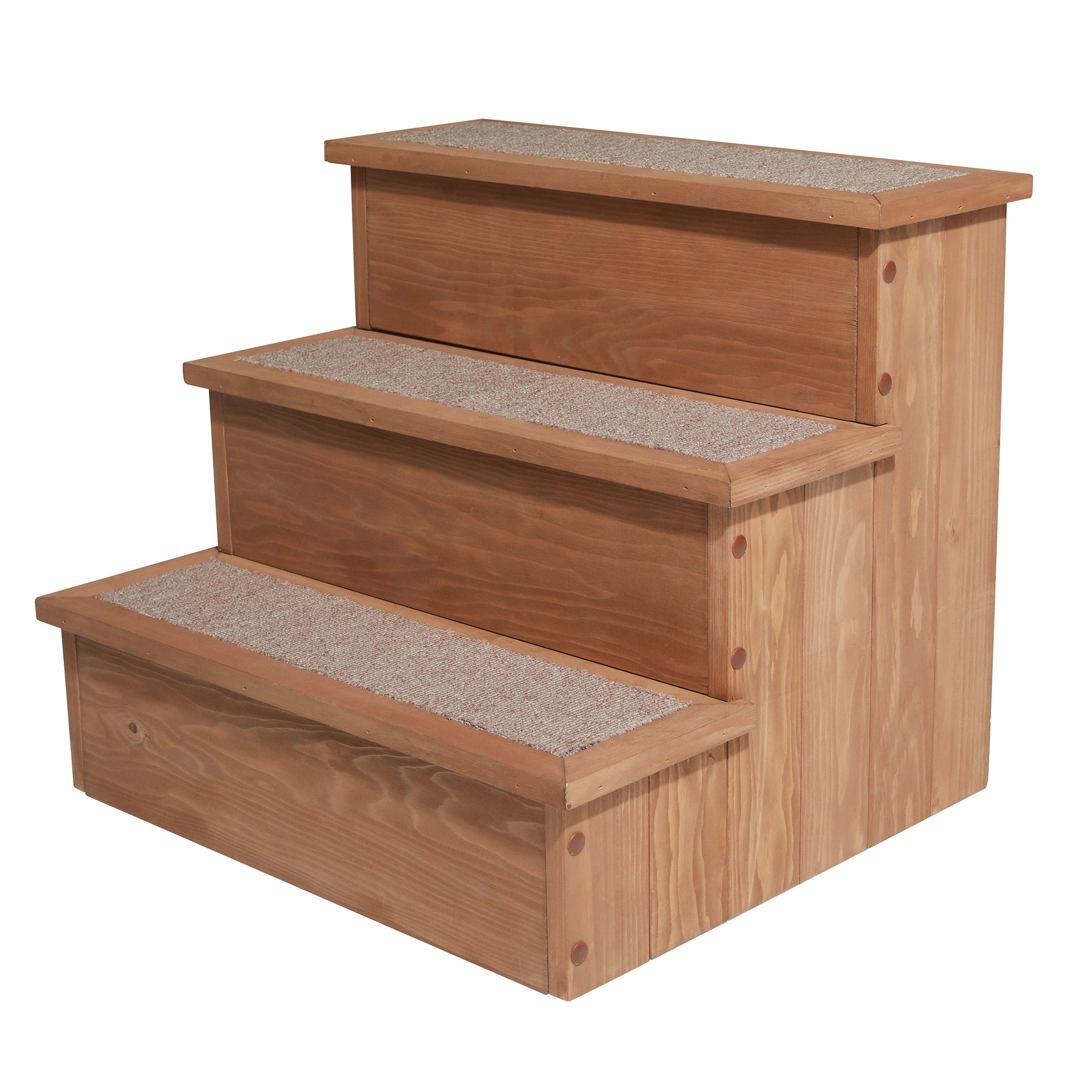 zoovilla Yorkshire Pet Step - Wood Bedside Ramp with Storage, 15.55"D x 17.50"W x 14.76"H, Natural Wood, Model PTR0082212010