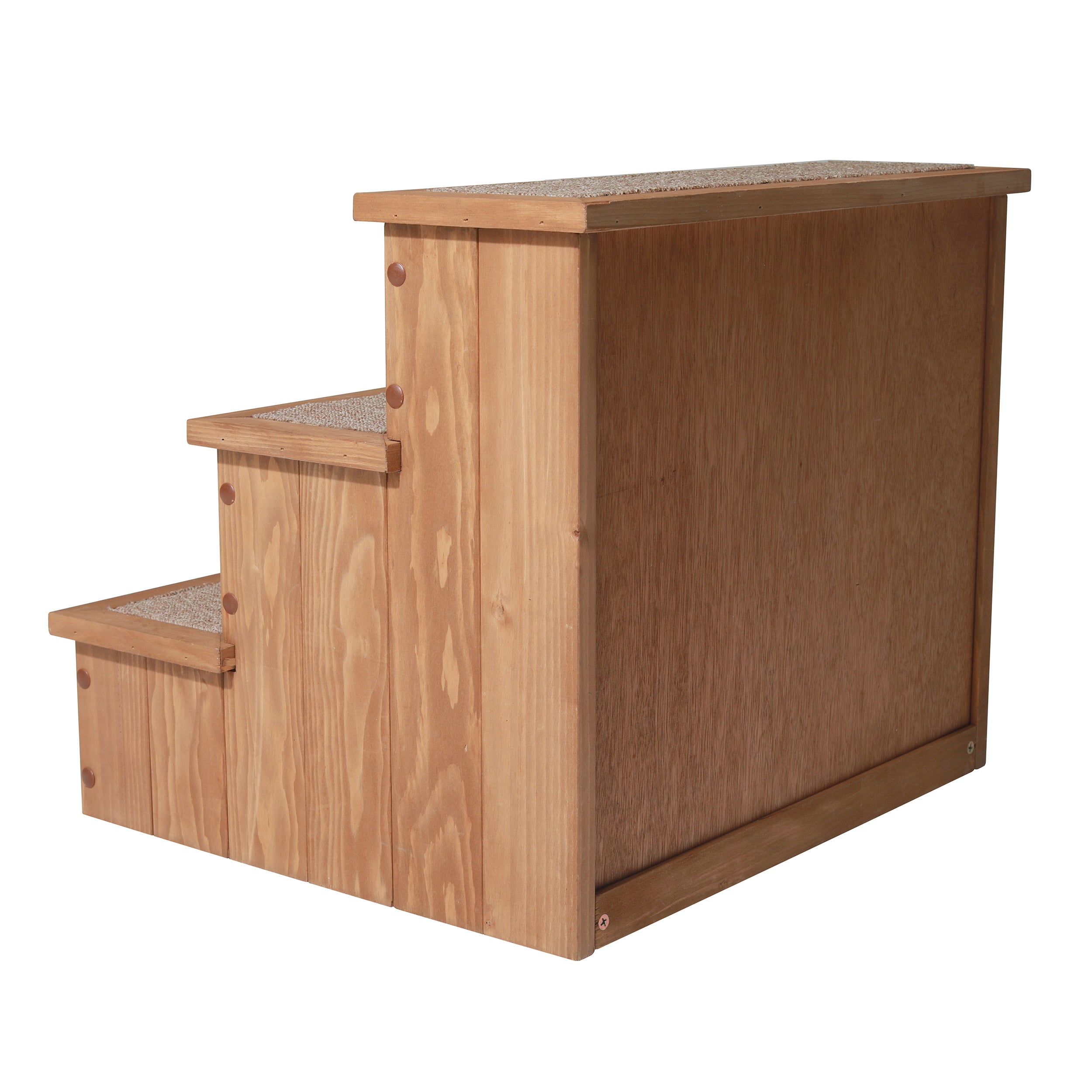 zoovilla Yorkshire Pet Step - Wood Bedside Ramp with Storage, 15.55"D x 17.50"W x 14.76"H, Natural Wood, Model PTR0082212010