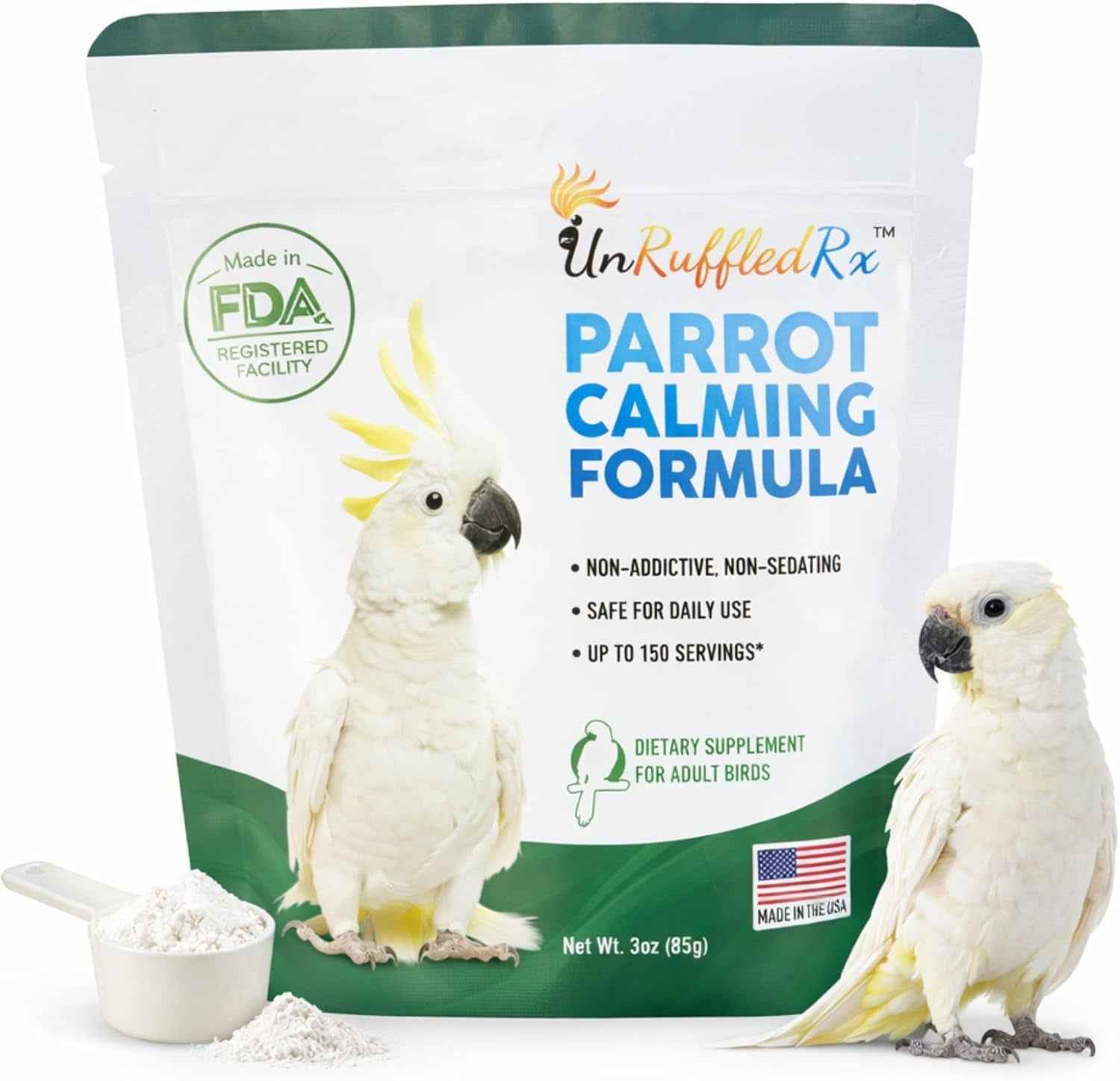 UnRuffledRx Parrot Calming Supplement, 150 Servings