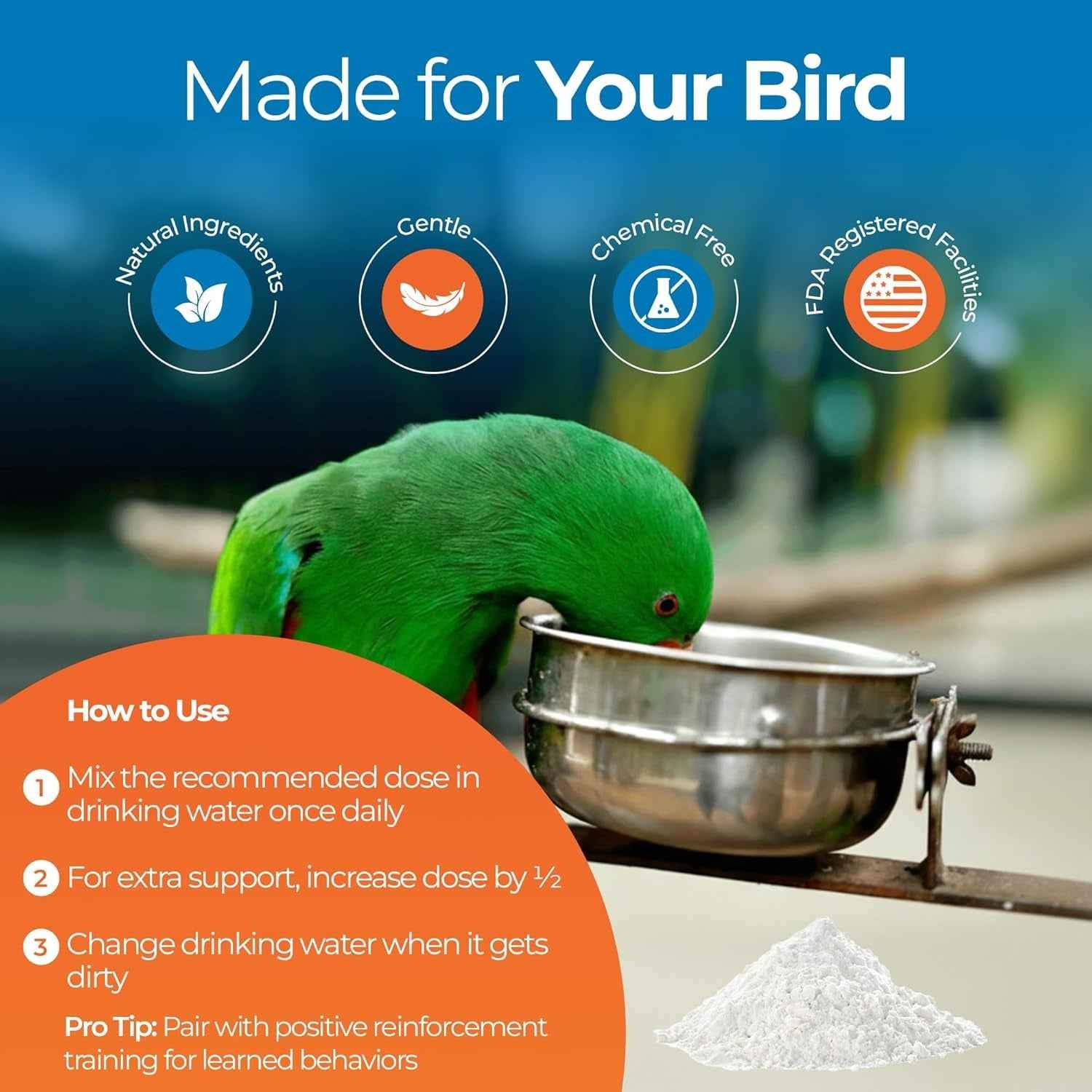 UnRuffledRx Parrot Calming Supplement, 150 Servings