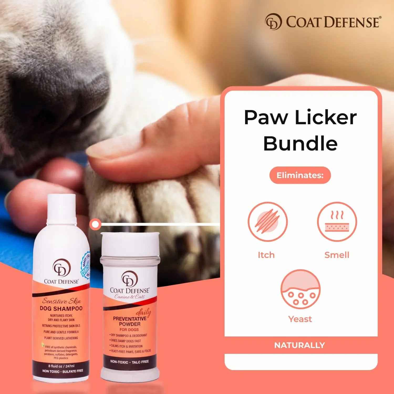 Paw Licker Bundle Dog Yeast Relief Powder & Sensitive Skin Shampoo