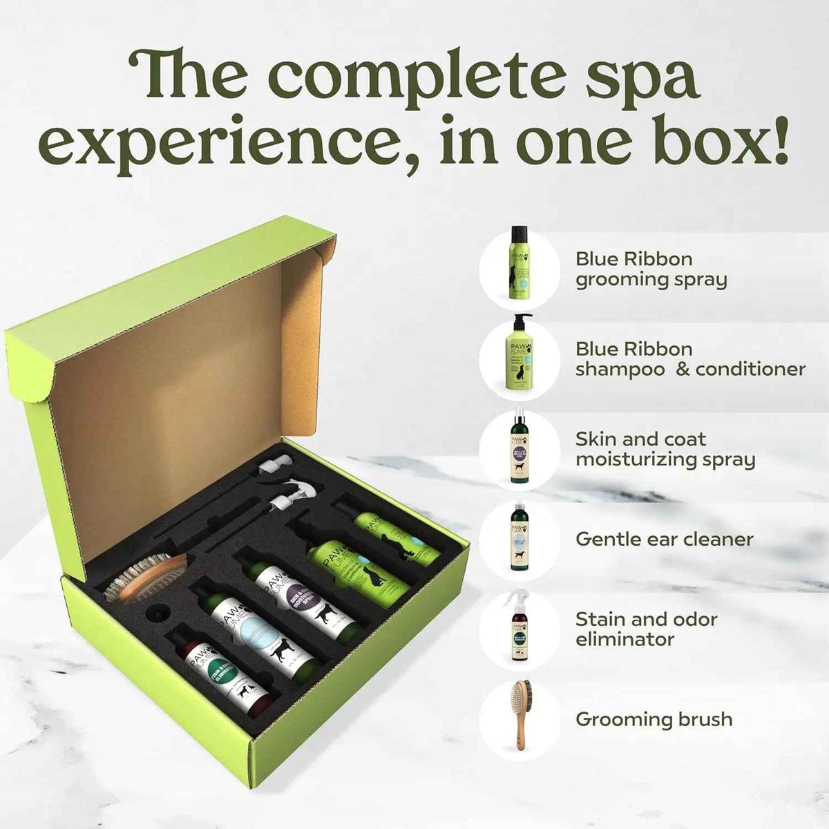 Pawfume Dog Spa Gift Basket 6-Piece Probiotic Deodorizer & Grooming Se ...