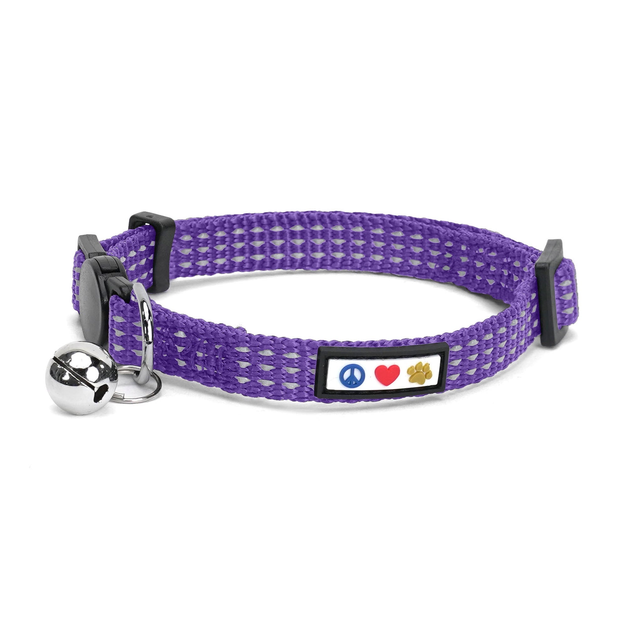 Pawtitas Reflective Cat Collar With Safety Buckle And Removable Bell Cat Collar Kitten Collar Purple Cat Collar